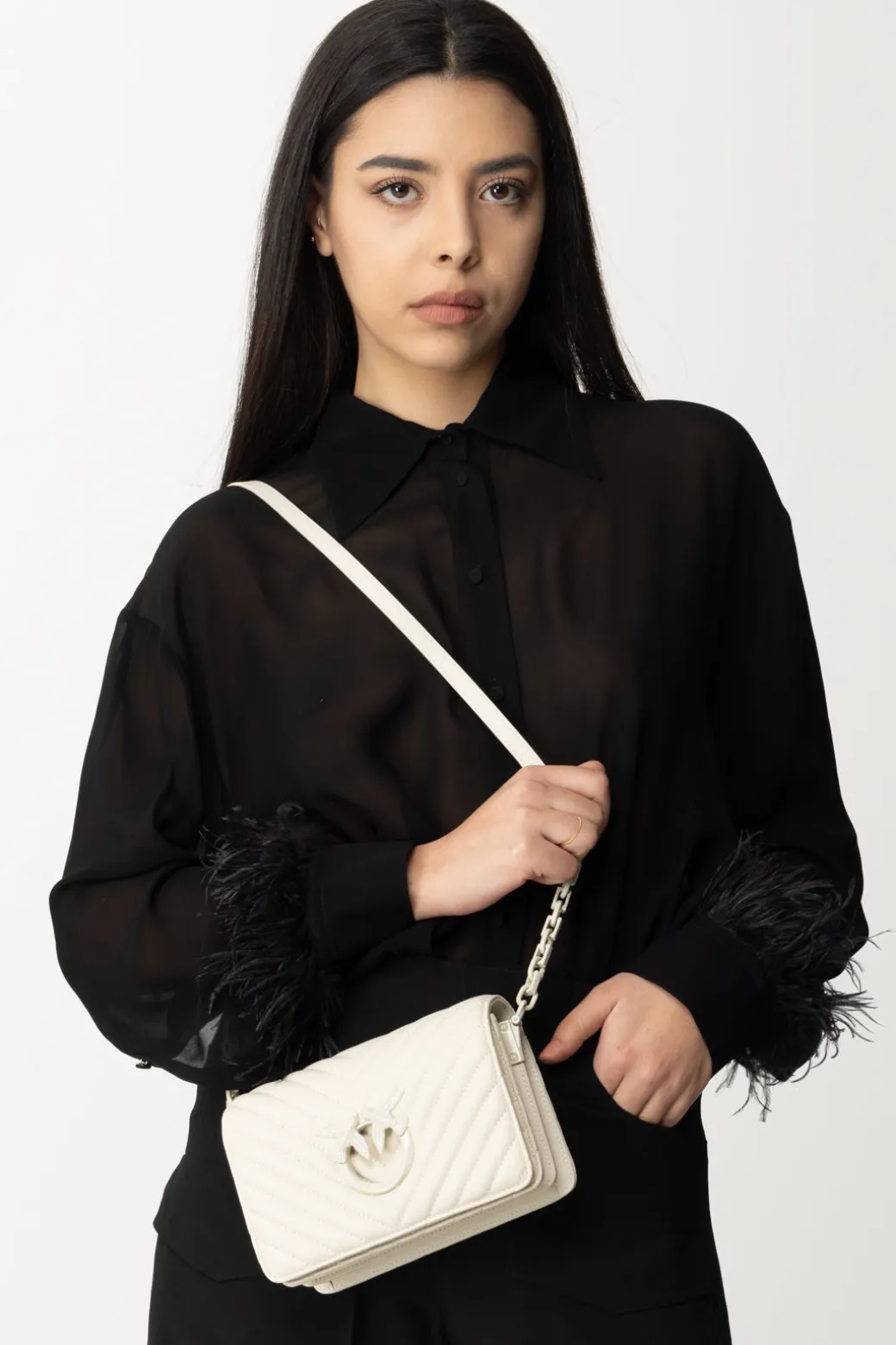 Donna Pinko Mini Love Bag Click Trapuntata Chevron