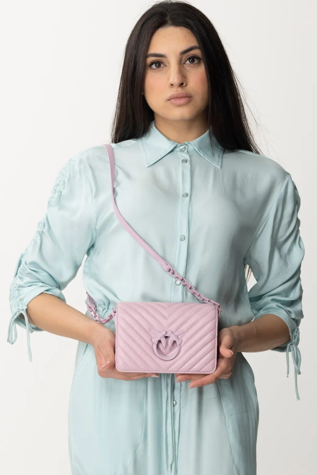 Donna Pinko Mini Love Bag Click Trapuntata Chevron