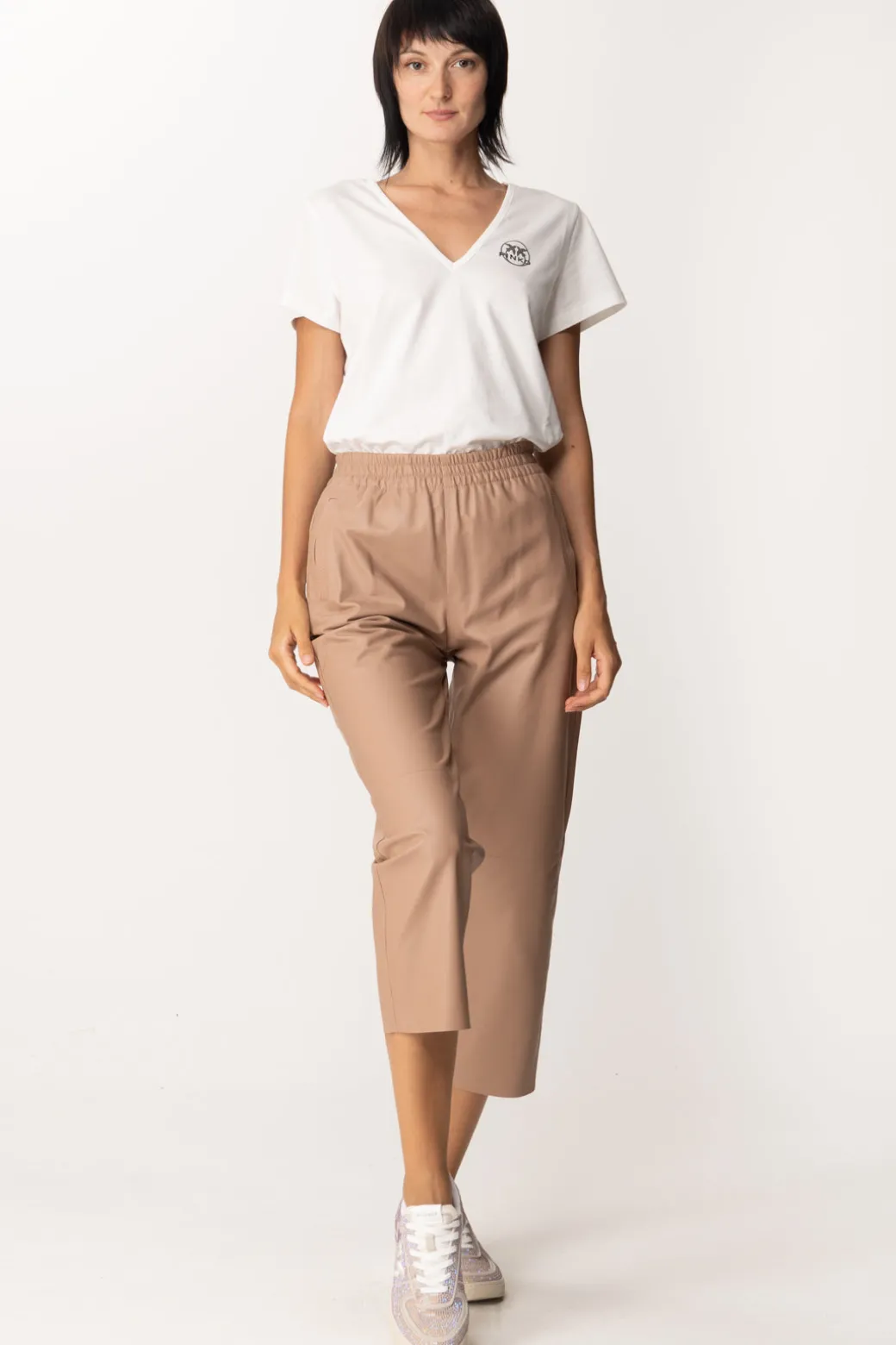 Donna Pinko Pantaloni In Pelle con Elastico