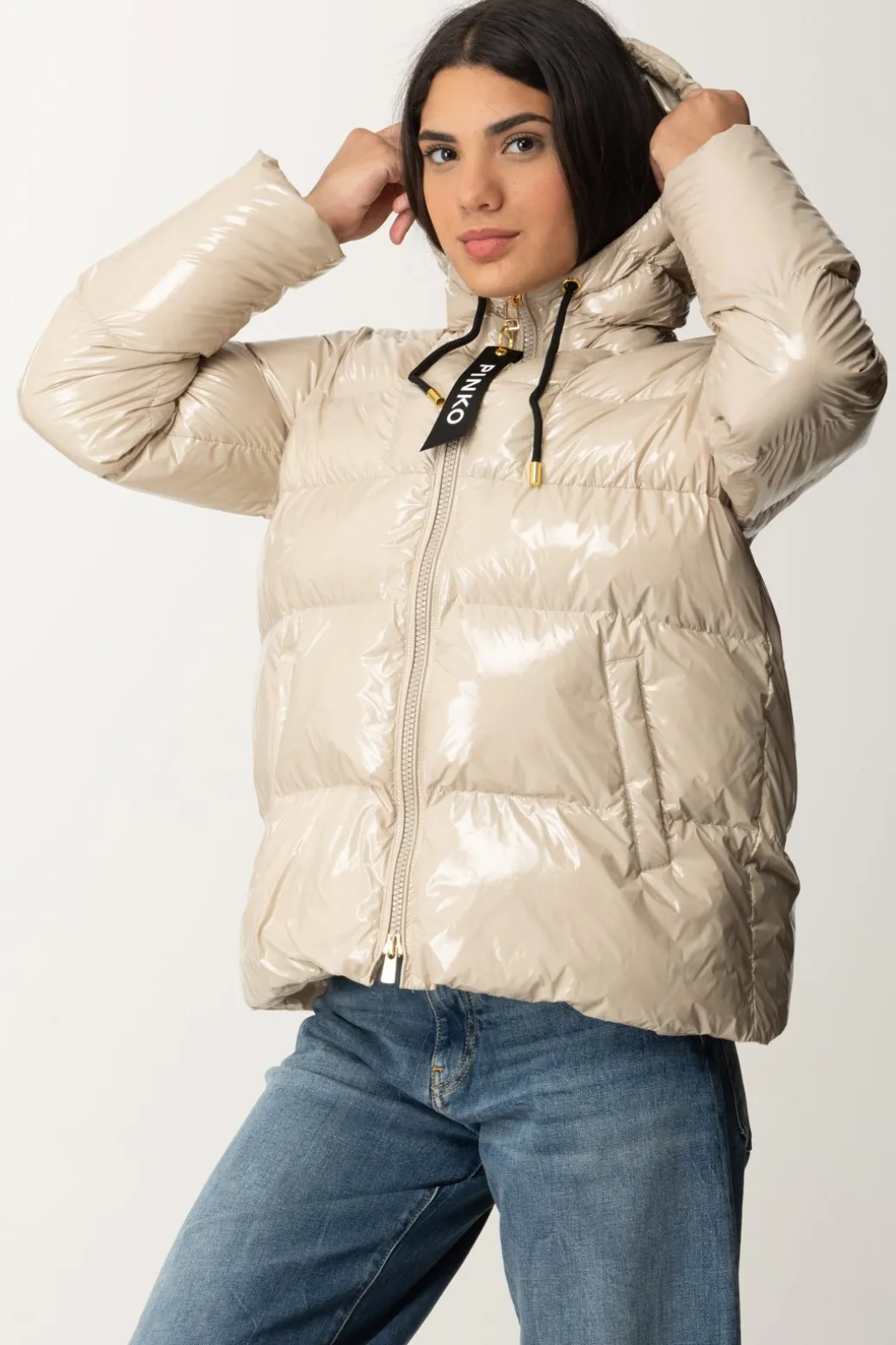 Donna Pinko Piumino Crystal Nylon Lucido