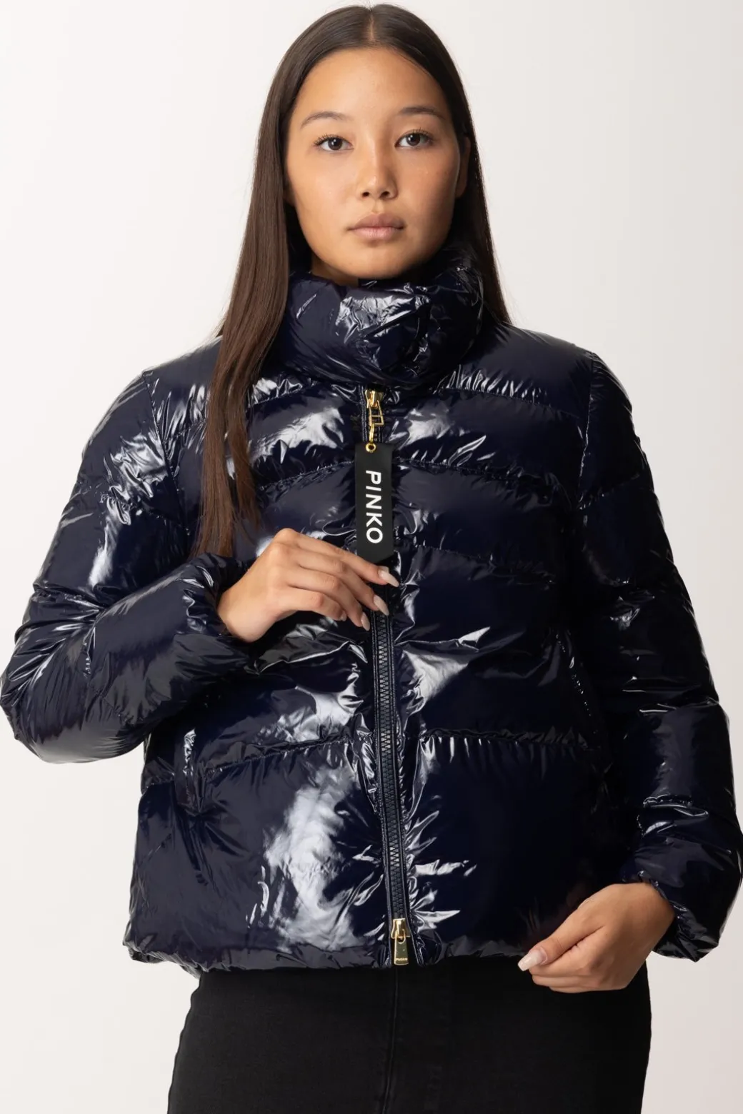 Donna Pinko Piumino In Nylon Lucido