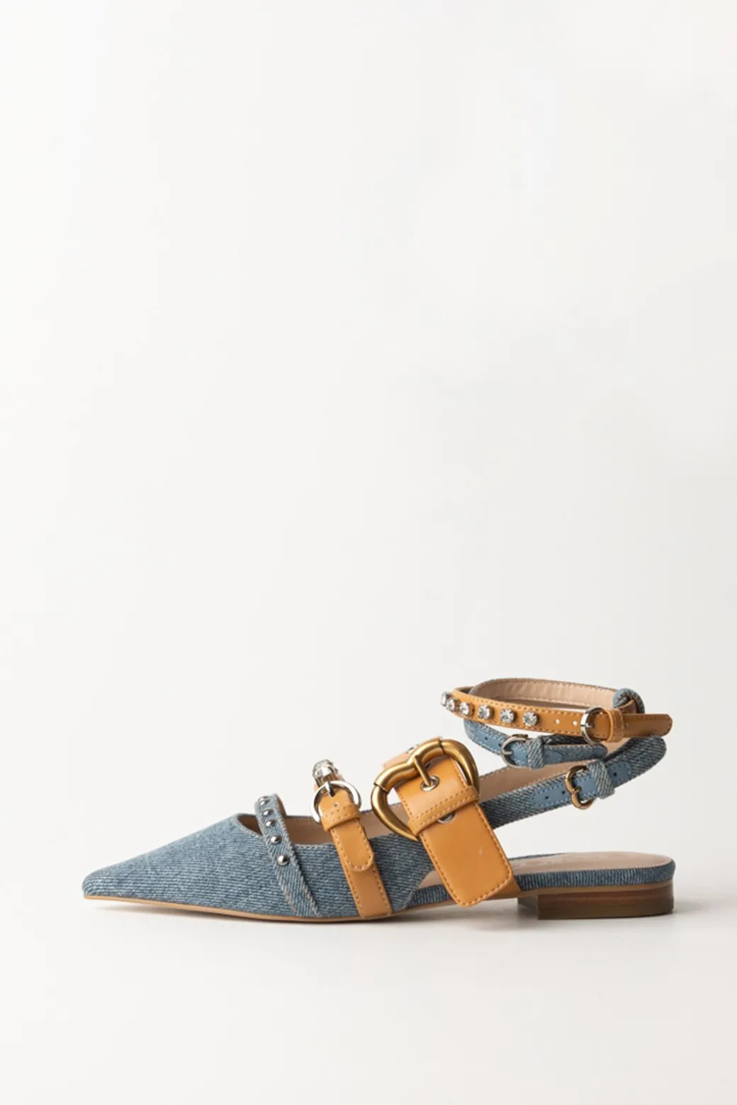 Donna Pinko Slingback Basse In Jeans con Strass
