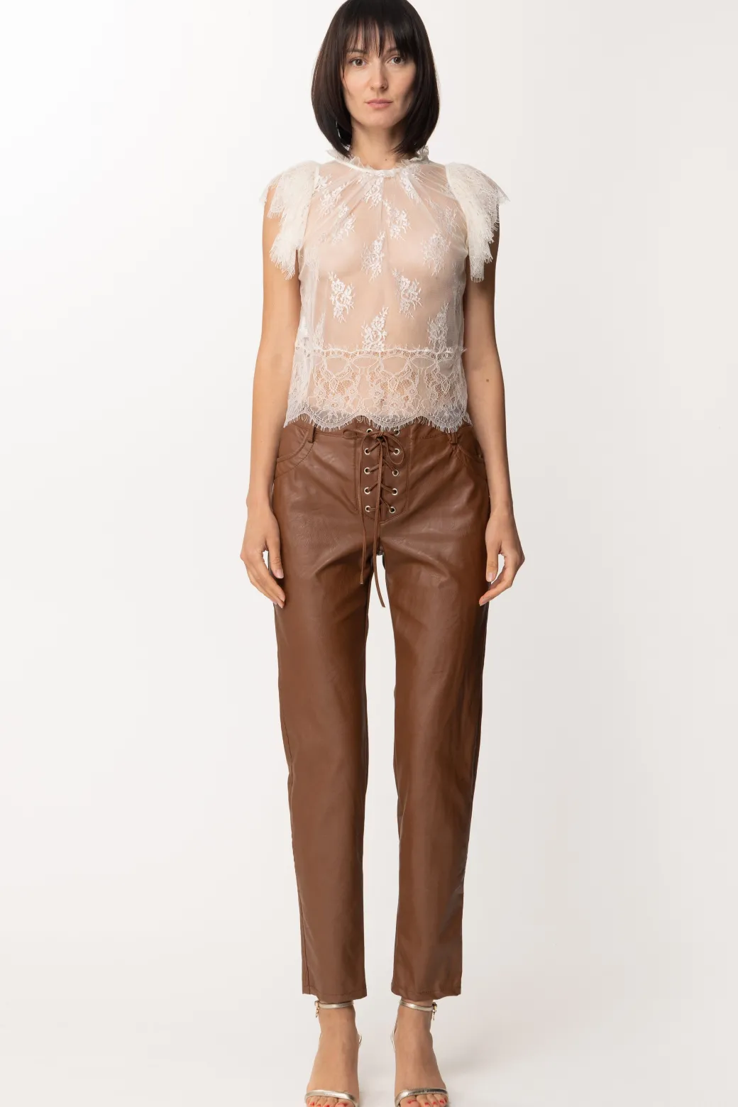 Donna Pinko Top In Pizzo con Fodera