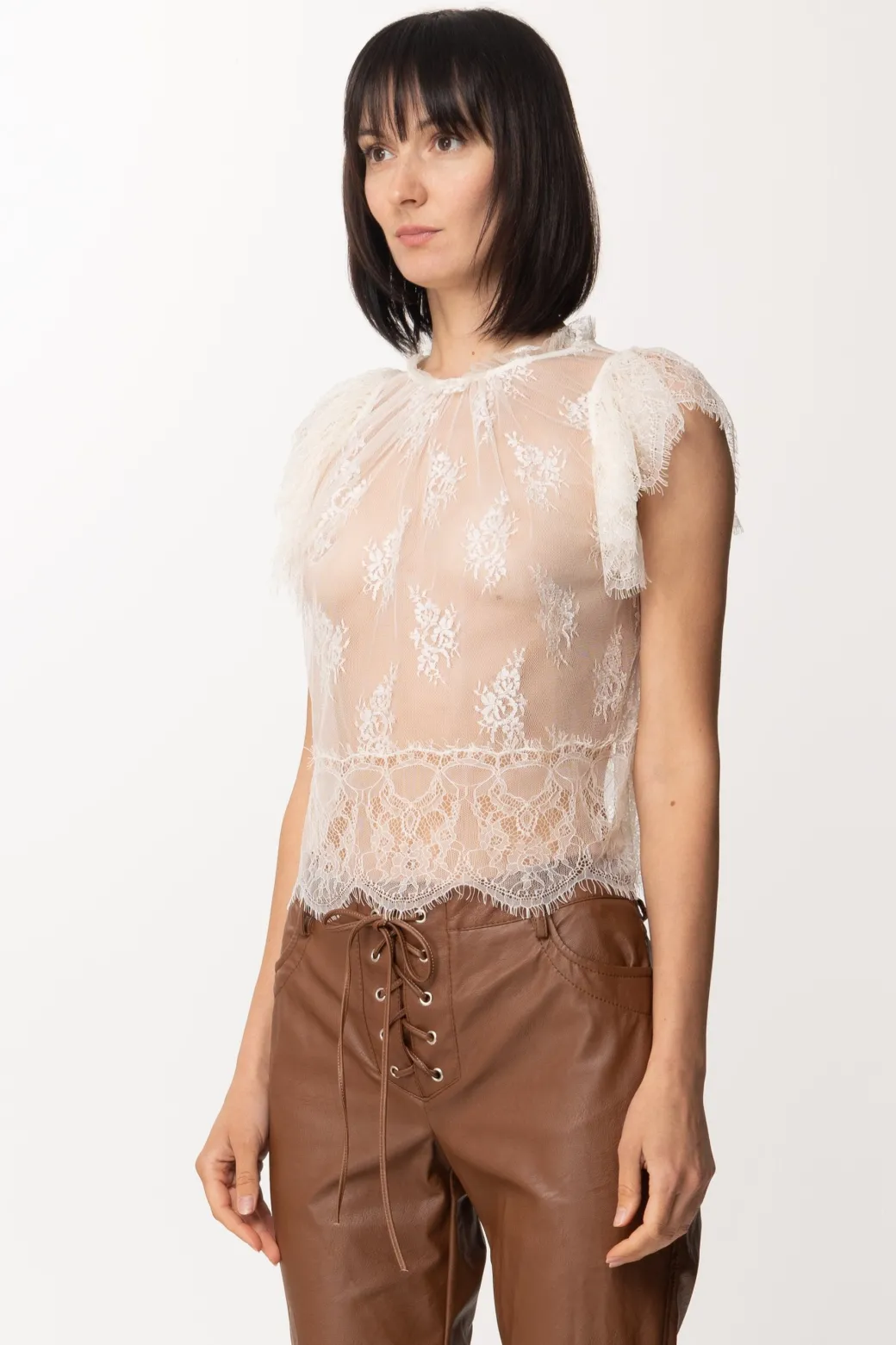 Donna Pinko Top In Pizzo con Fodera