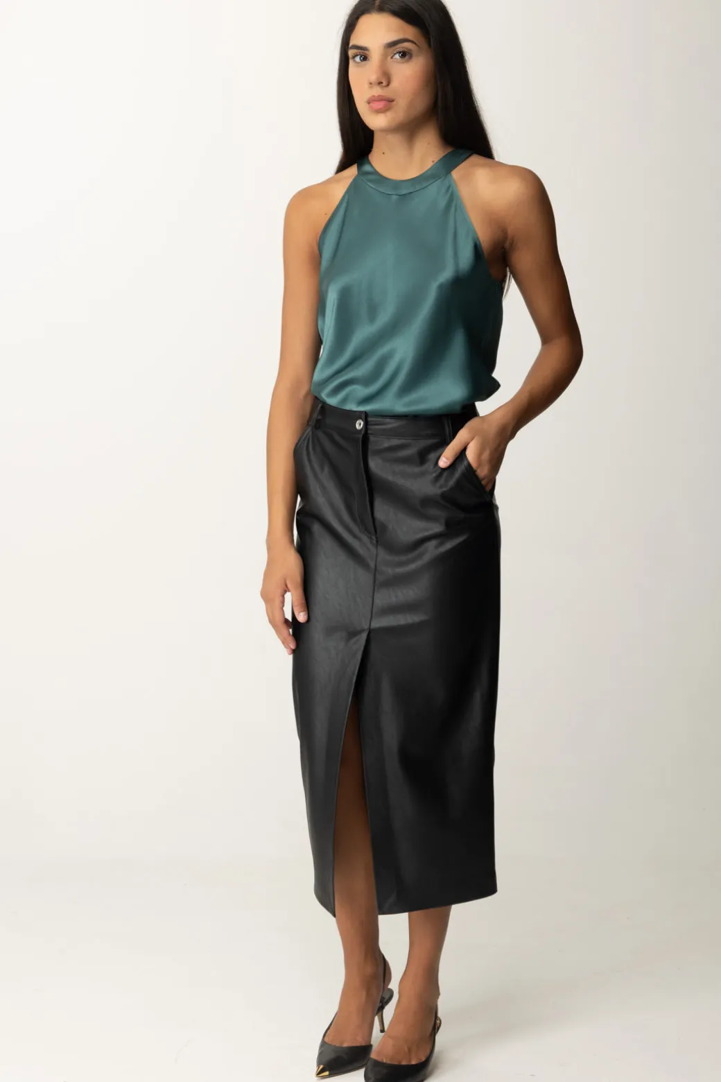 Donna Pinko Top In Satin con Fiocco