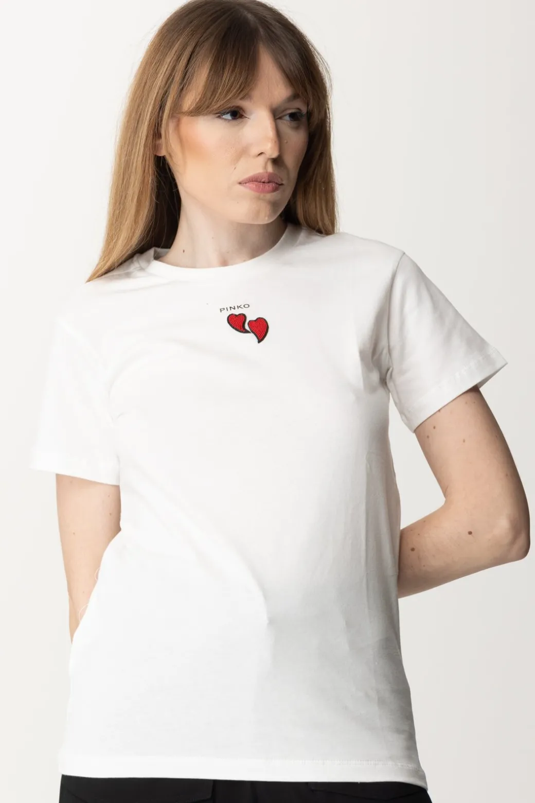 Donna Pinko T-shirt con Ricamo Cuori