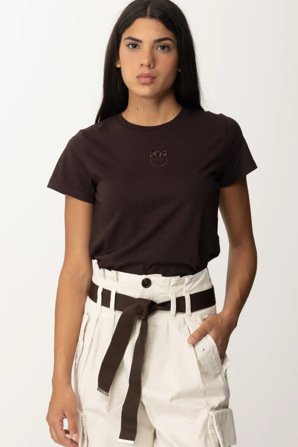 Donna Pinko T-shirt con Ricamo Love Birds