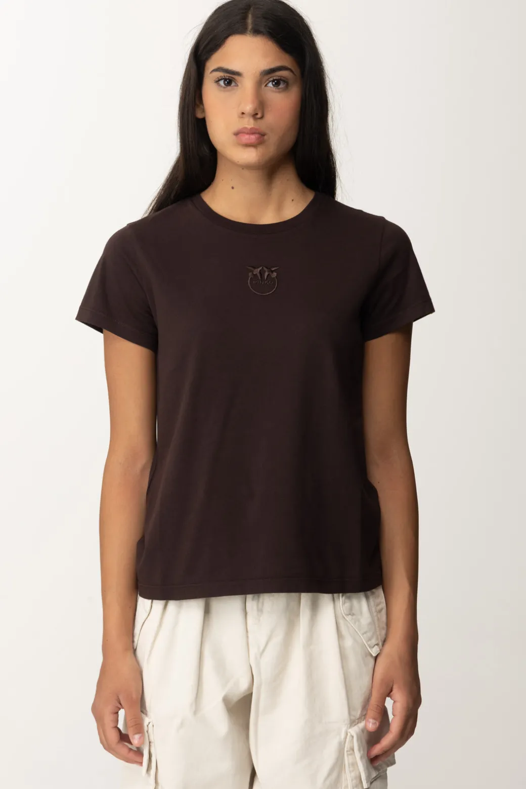 Donna Pinko T-shirt con Ricamo Love Birds