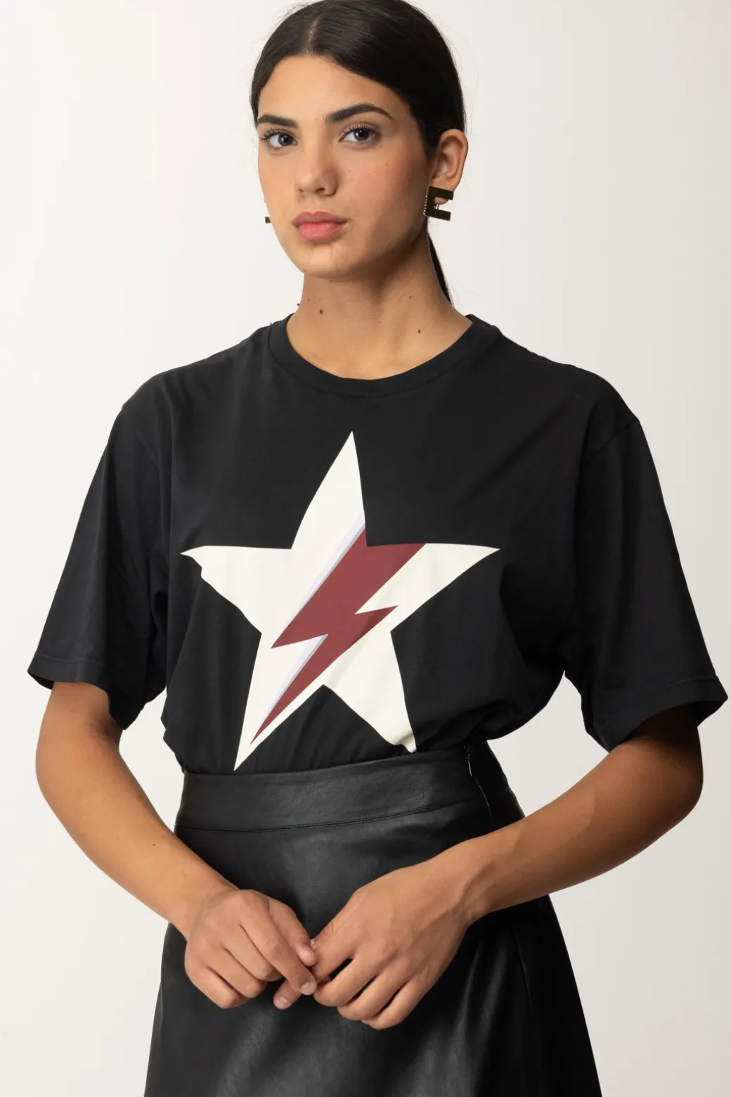 Donna Pinko T-shirt con Stampa Stella e Logo