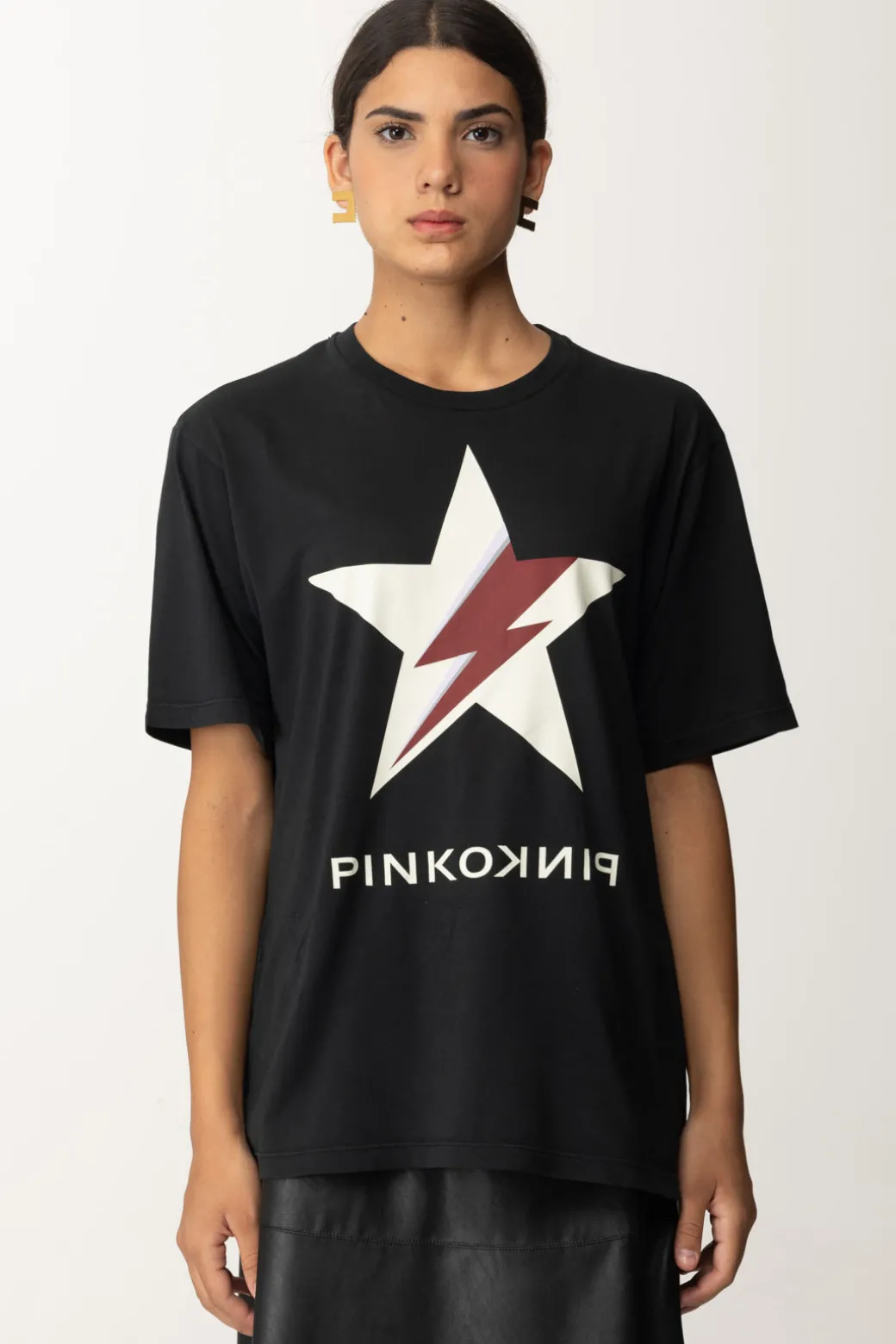 Donna Pinko T-shirt con Stampa Stella e Logo