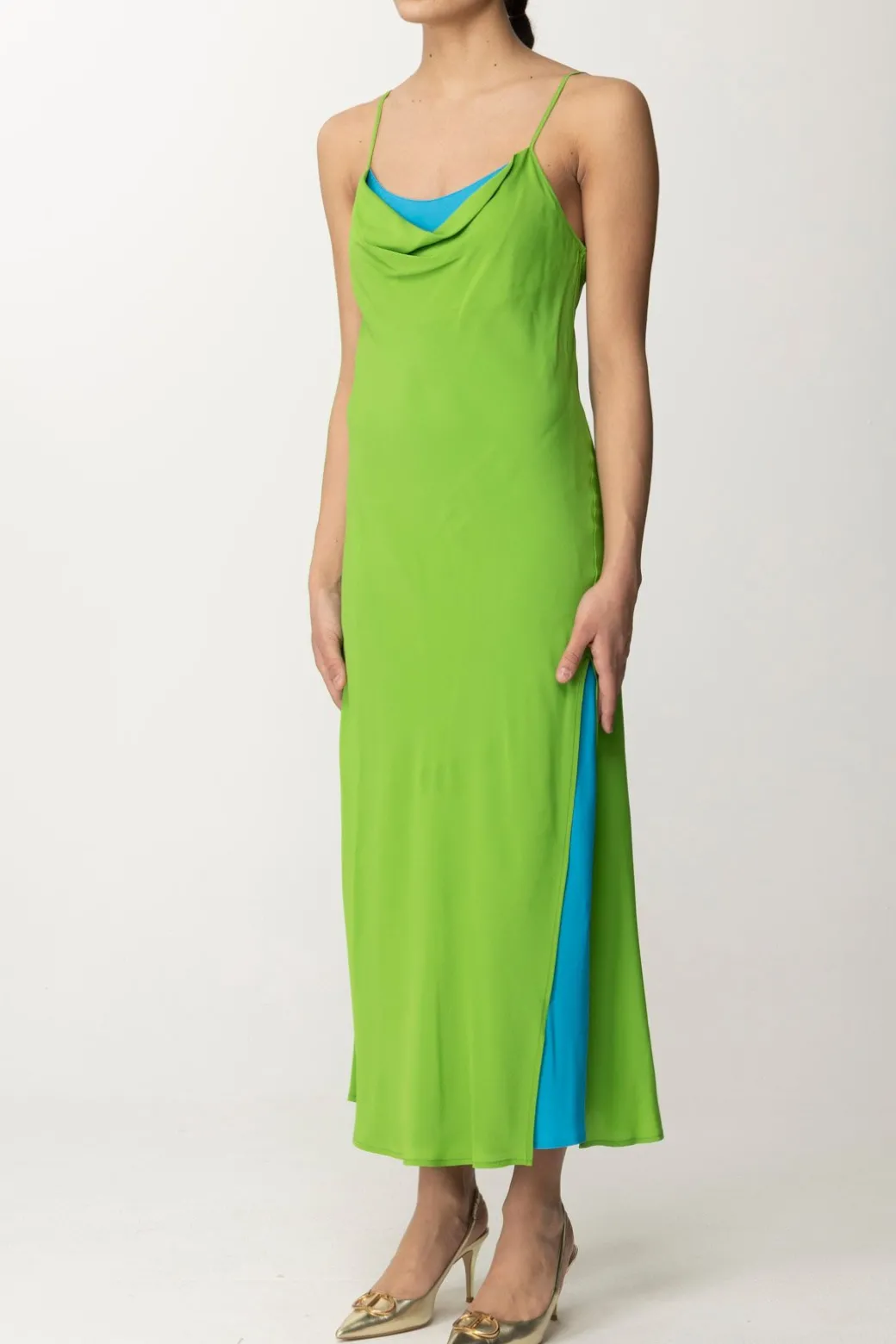 Donna Semicouture Abito Bicolore In Crepe De Chine AdelinaLINFA / SUMMER