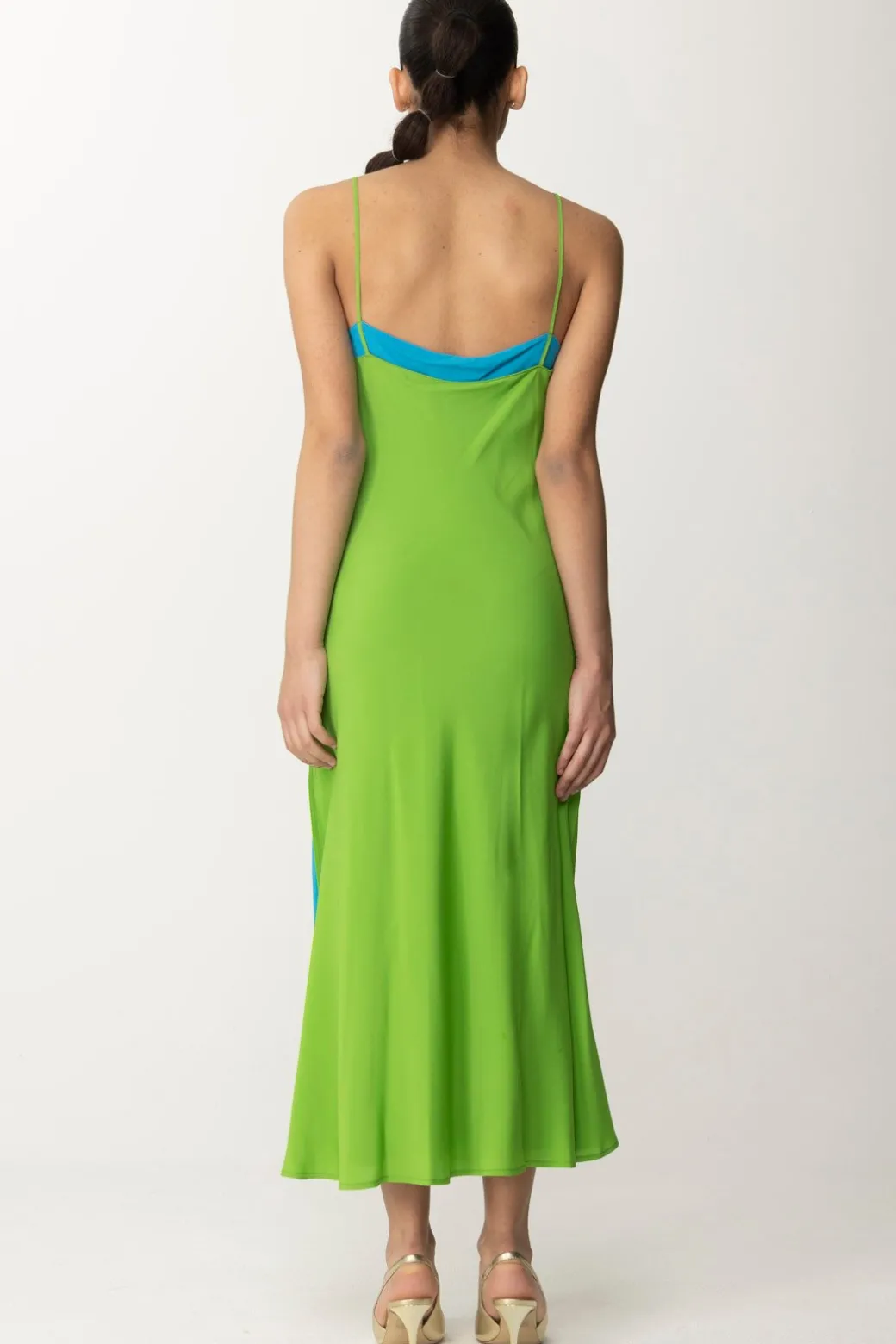 Donna Semicouture Abito Bicolore In Crepe De Chine AdelinaLINFA / SUMMER