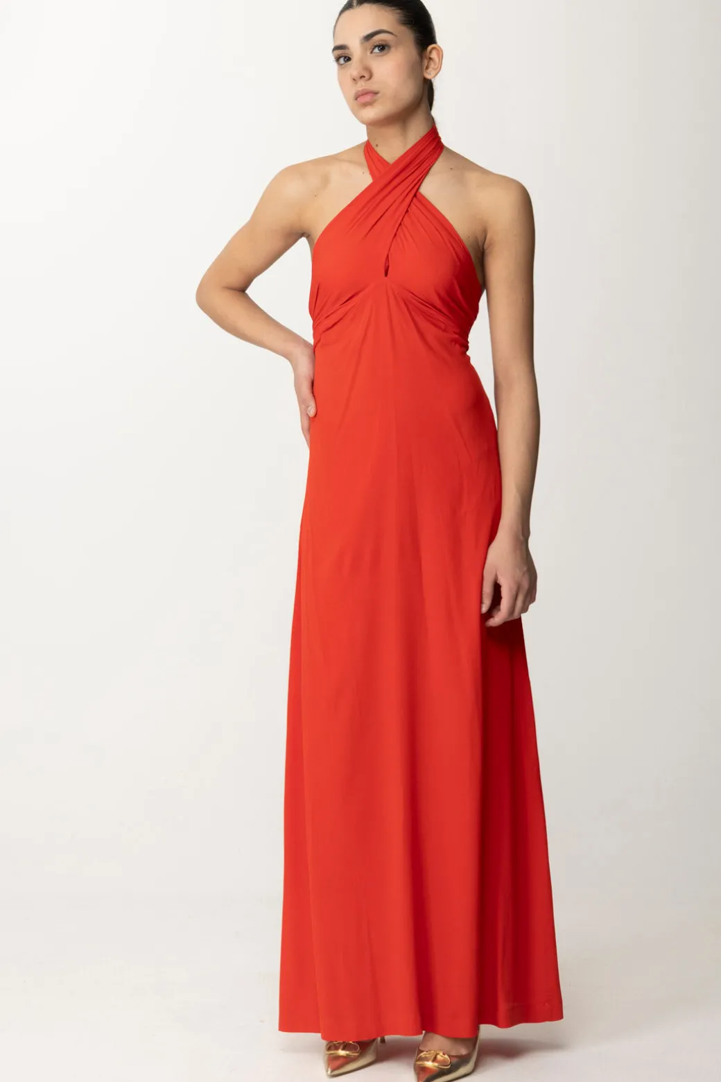 Donna Semicouture Abito Lungo con Fasce Incrociate Bella