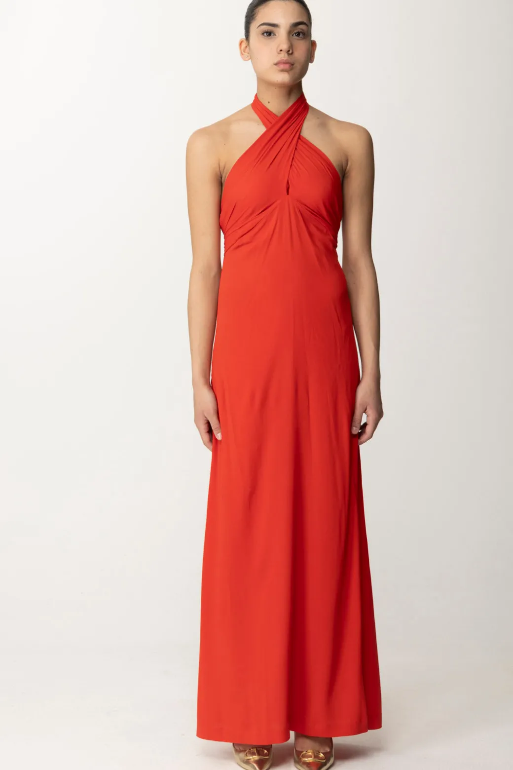 Donna Semicouture Abito Lungo con Fasce Incrociate Bella