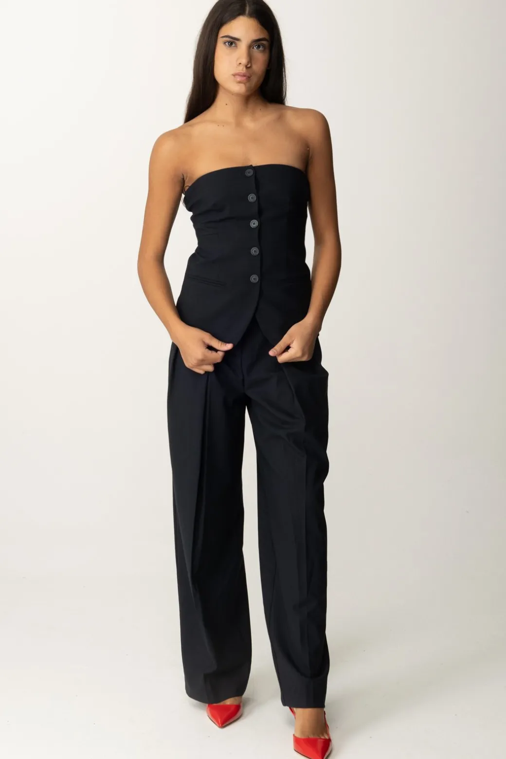 Donna Semicouture Pantaloni In Fresco Lana con Pinces Adesia