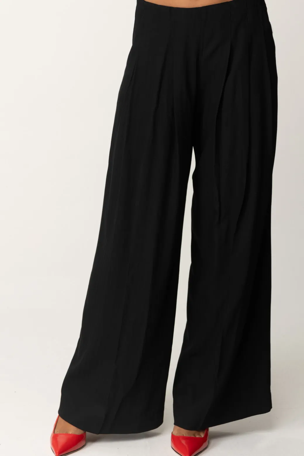 Donna Semicouture Pantaloni Palazzo con Pieghe Impunturate Nina