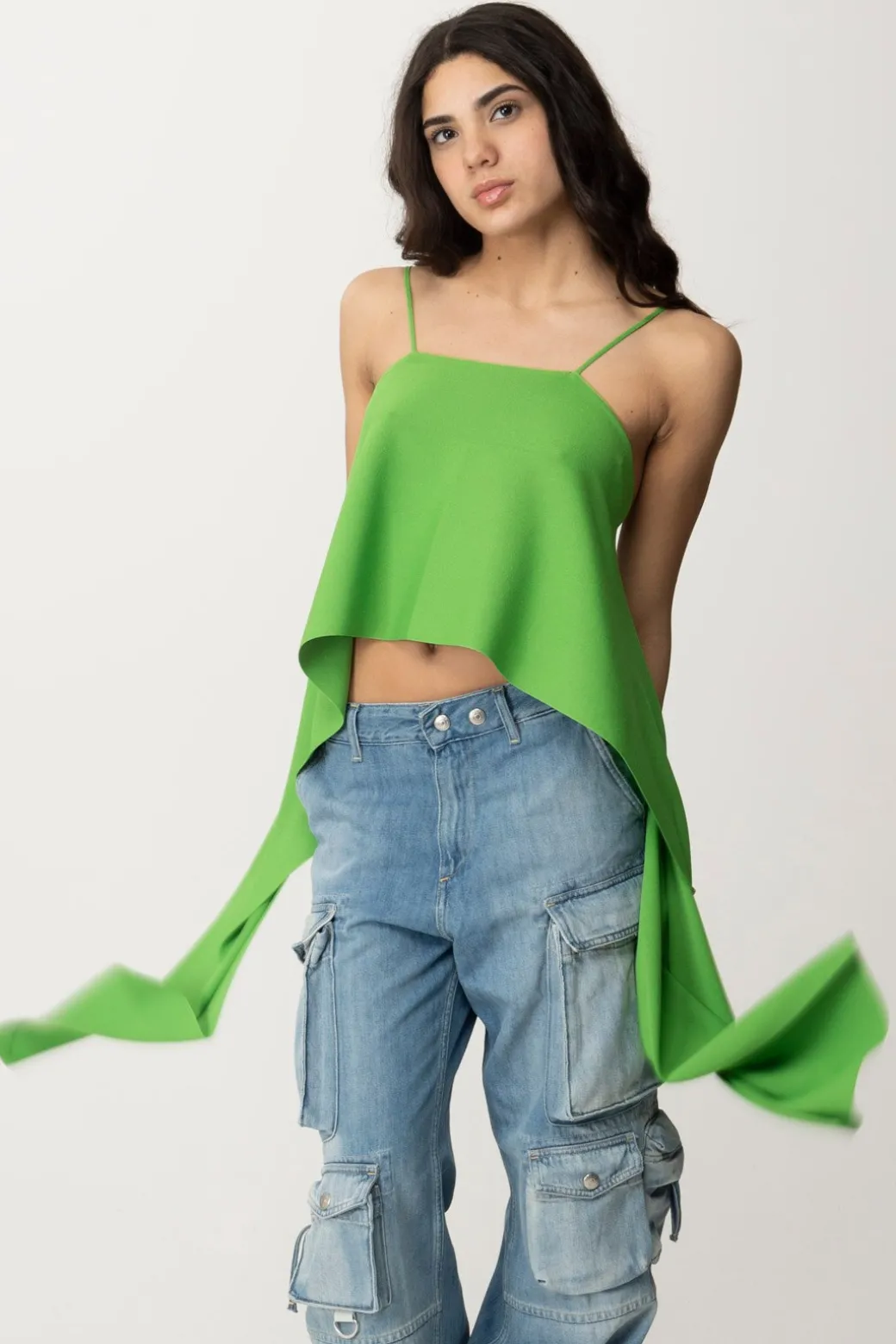 Donna Semicouture Top Allacciato Sul Retro Elaine