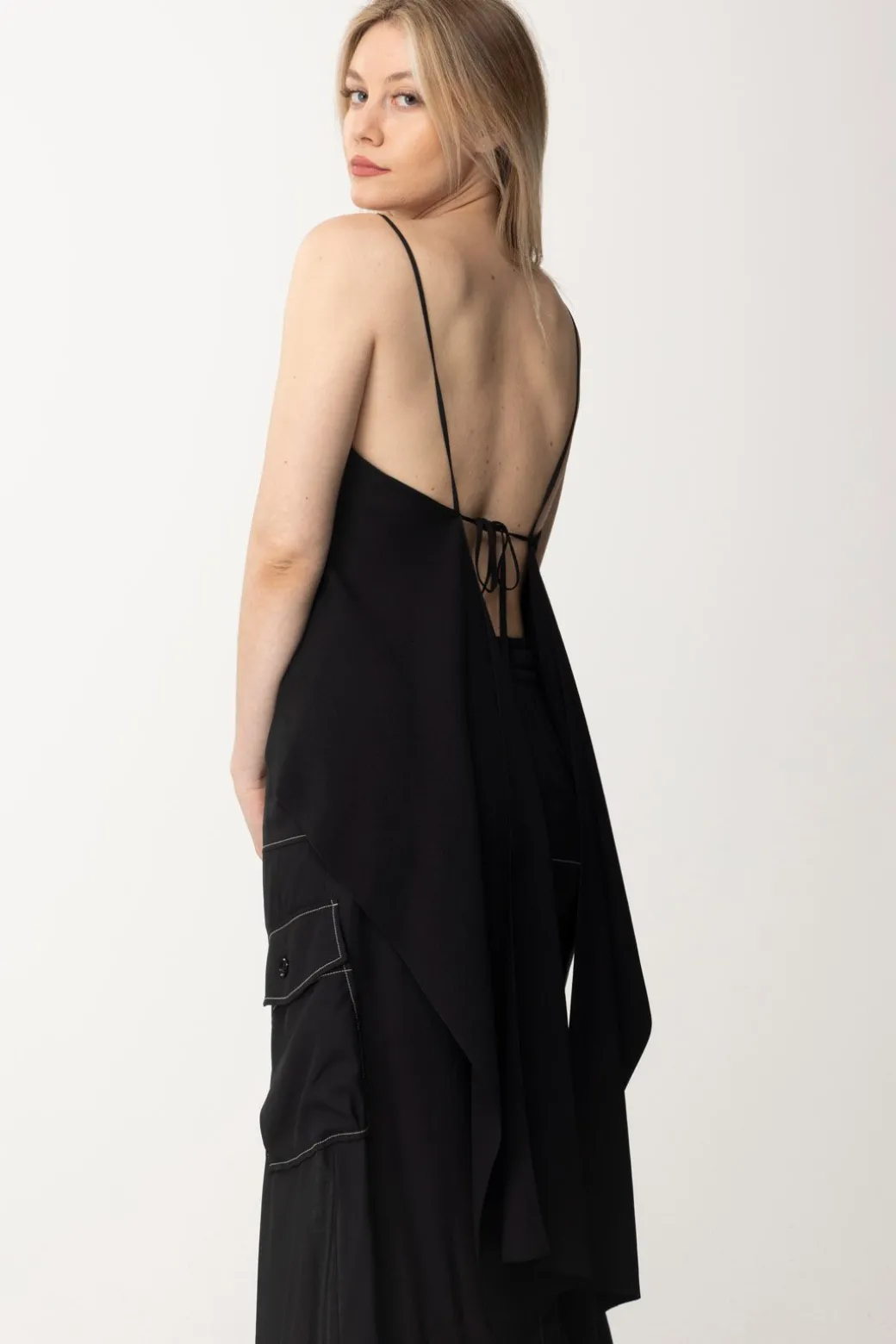 Donna Semicouture Top Allacciato Sul Retro Elaine