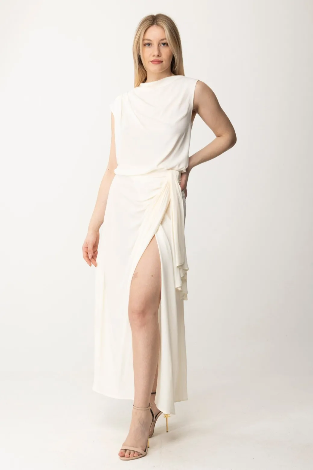 Donna Semicouture Top con Pieghe Asimmetrico Maika