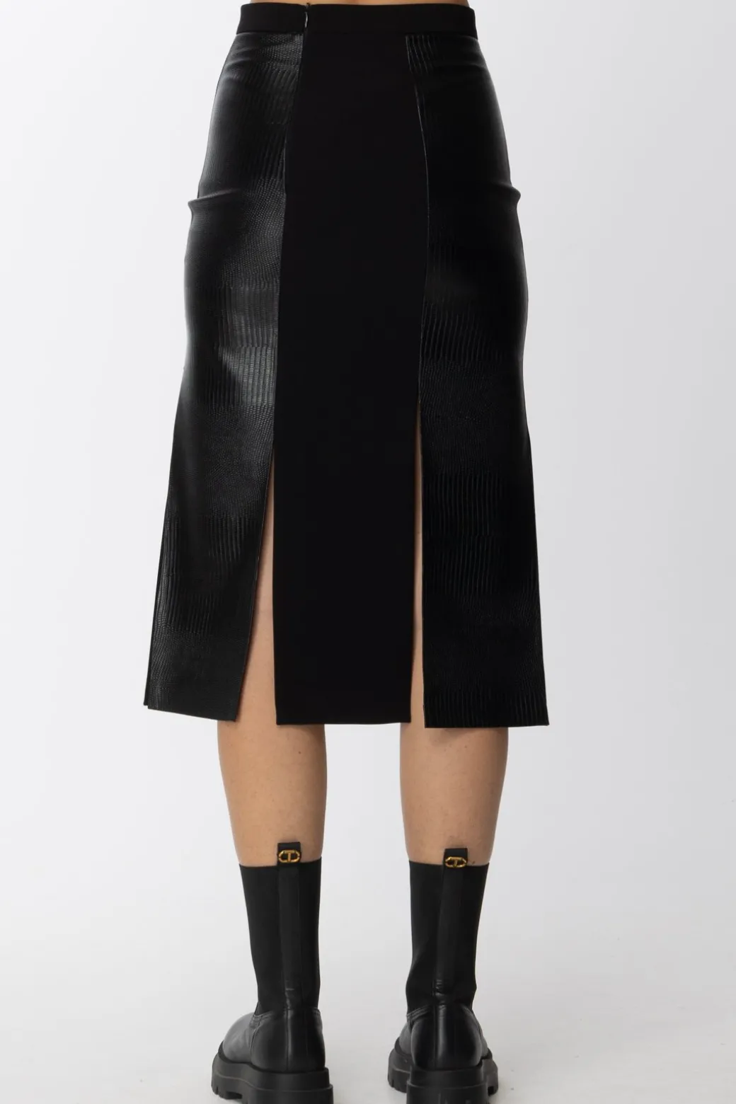 Donna Simona Corsellini Gonna Midi con Inserto In Pelle