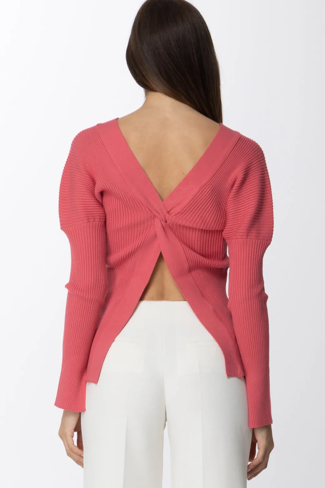 Donna Simona Corsellini Maglia a Costine con Scollo a V