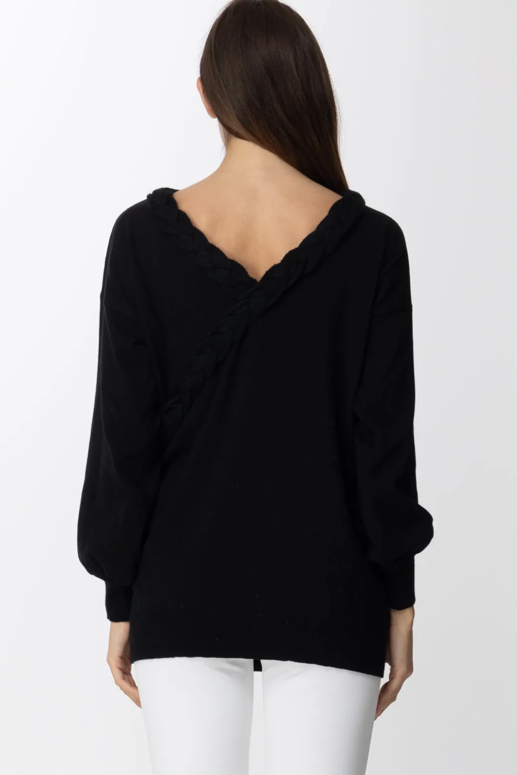 Donna Simona Corsellini Maglia con Dettagli Intrecciati