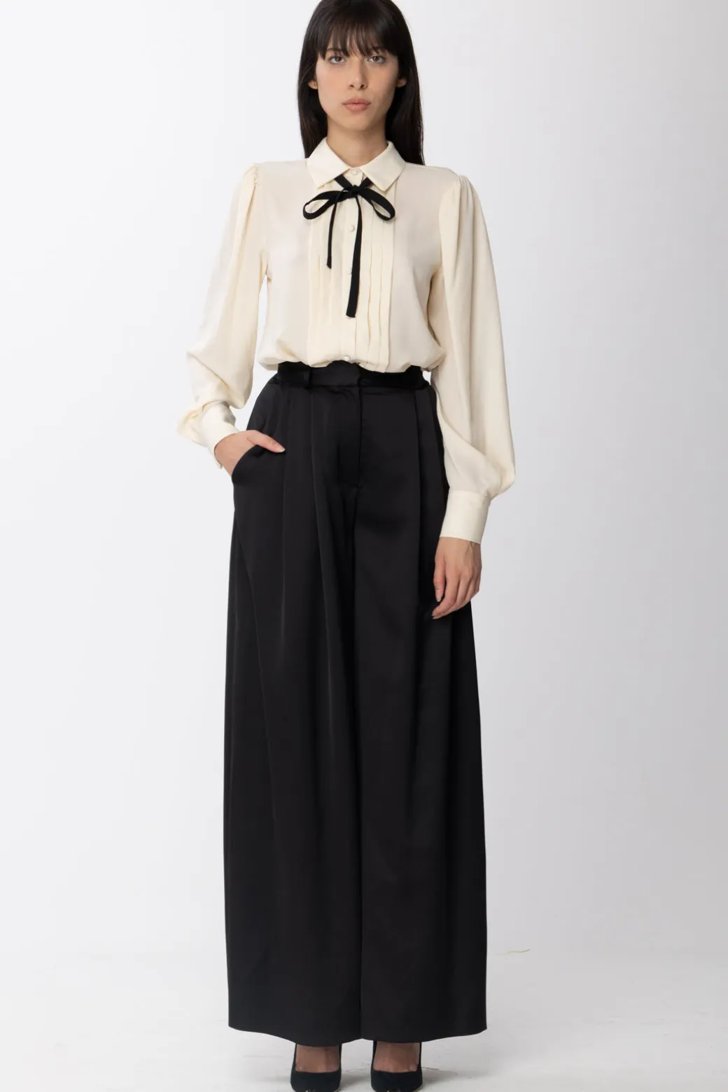Donna Simona Corsellini Pantaloni Palazzo a Vita Alta