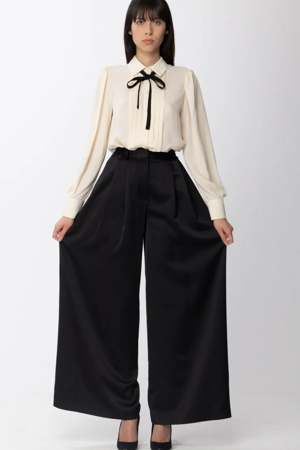 Donna Simona Corsellini Pantaloni Palazzo a Vita Alta