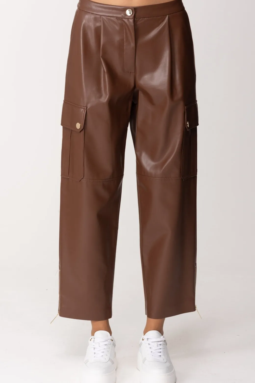 Donna Simona Corsellini Pantaloni Wide Leg con Tasche e Zip