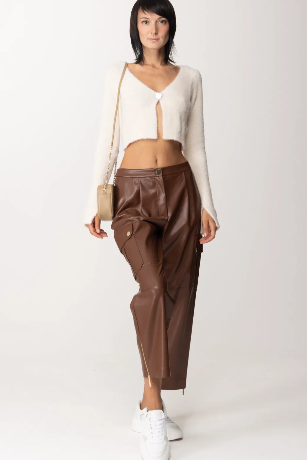 Donna Simona Corsellini Pantaloni Wide Leg con Tasche e Zip