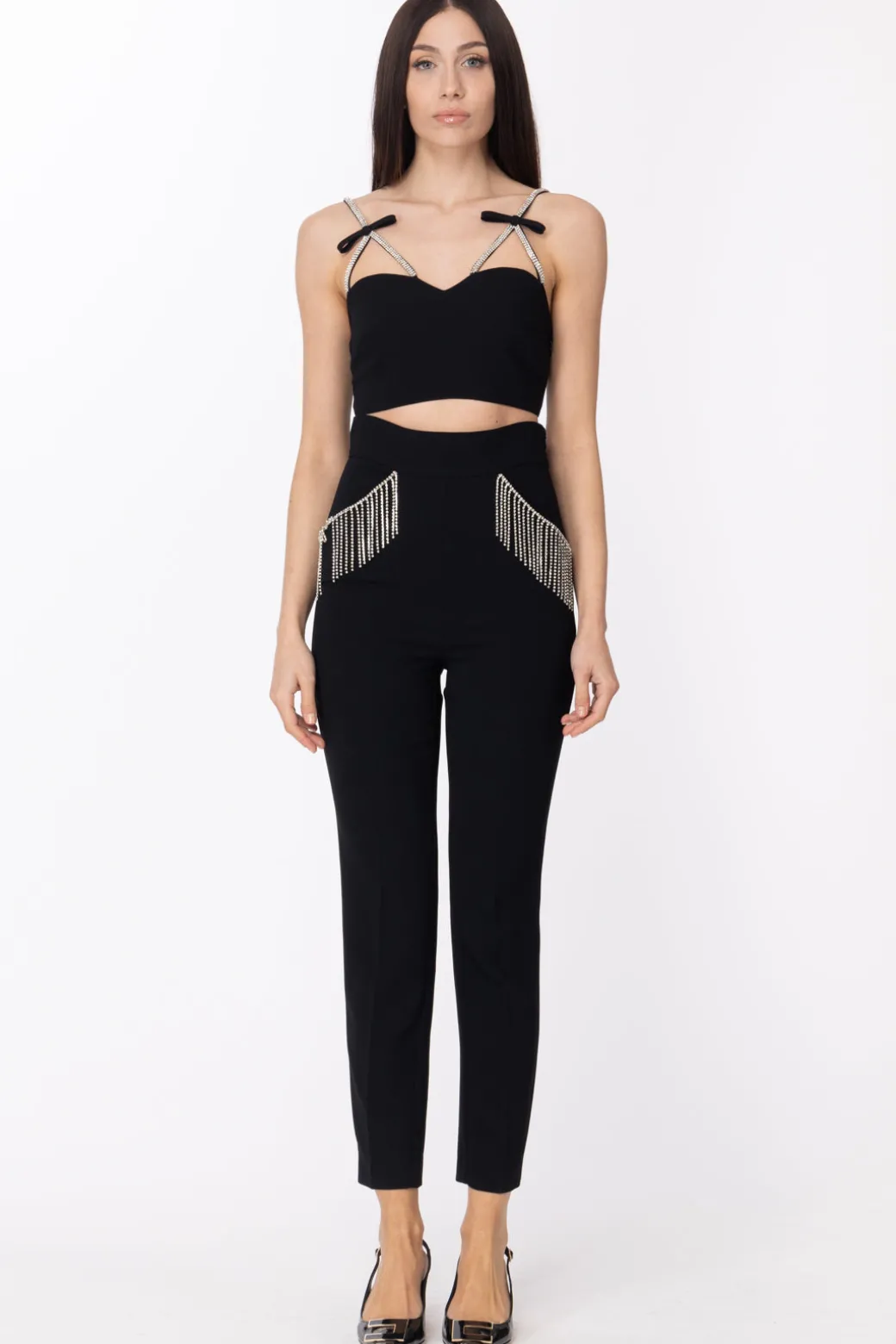 Donna Simona Corsellini Top con Fiocchetti e Strass