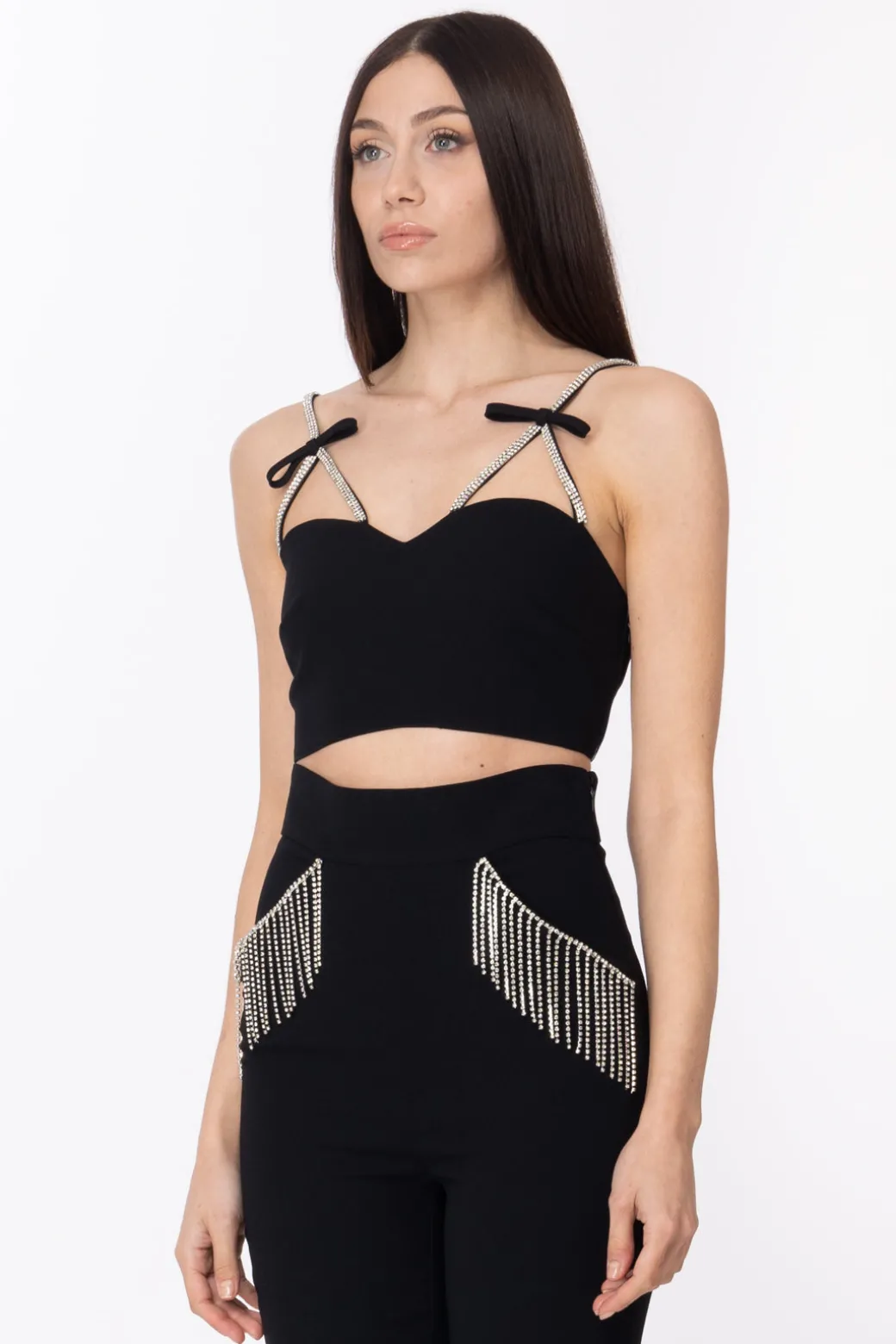 Donna Simona Corsellini Top con Fiocchetti e Strass