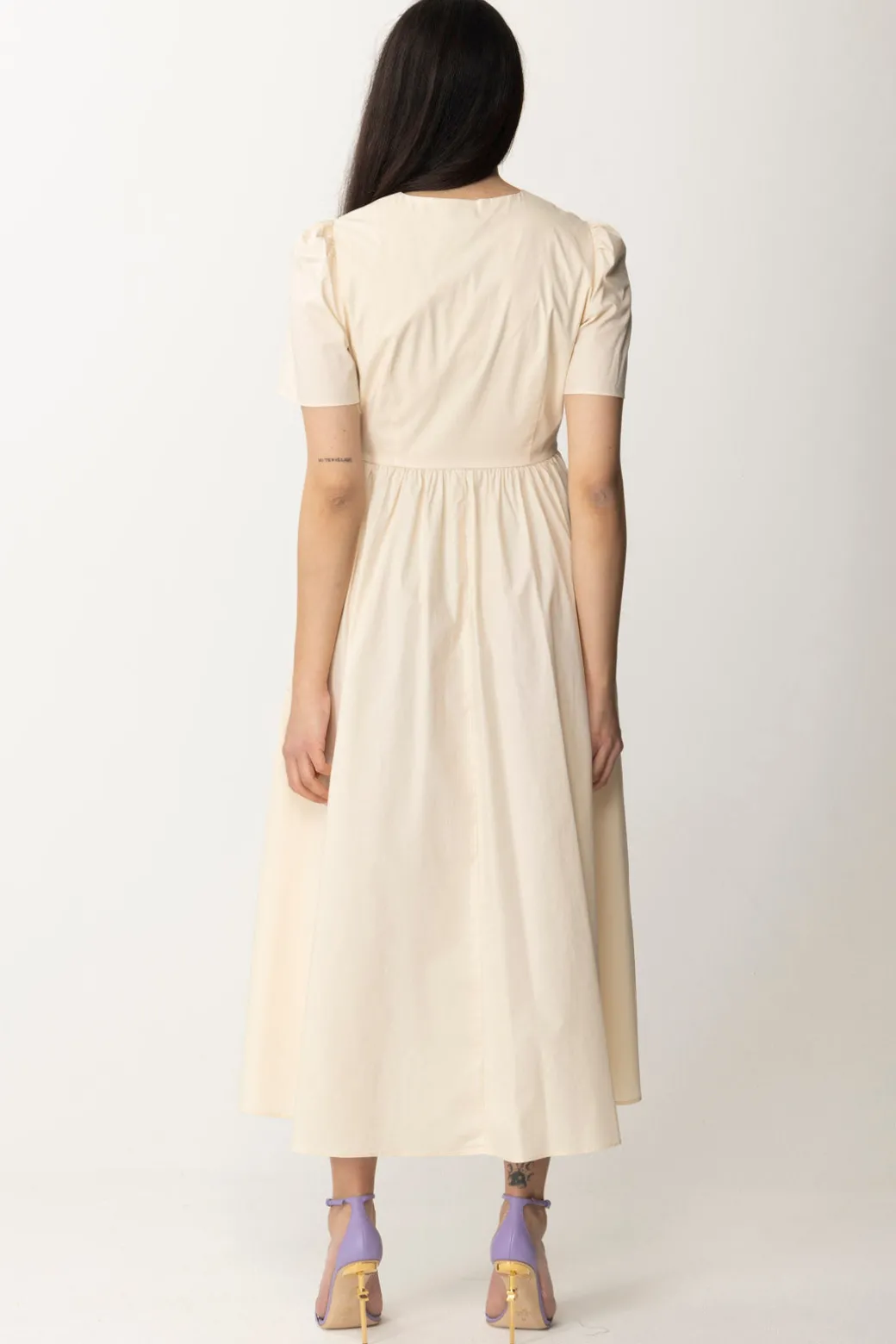 Donna Twin-set Abito Longuette Maniche Corte In Cotone