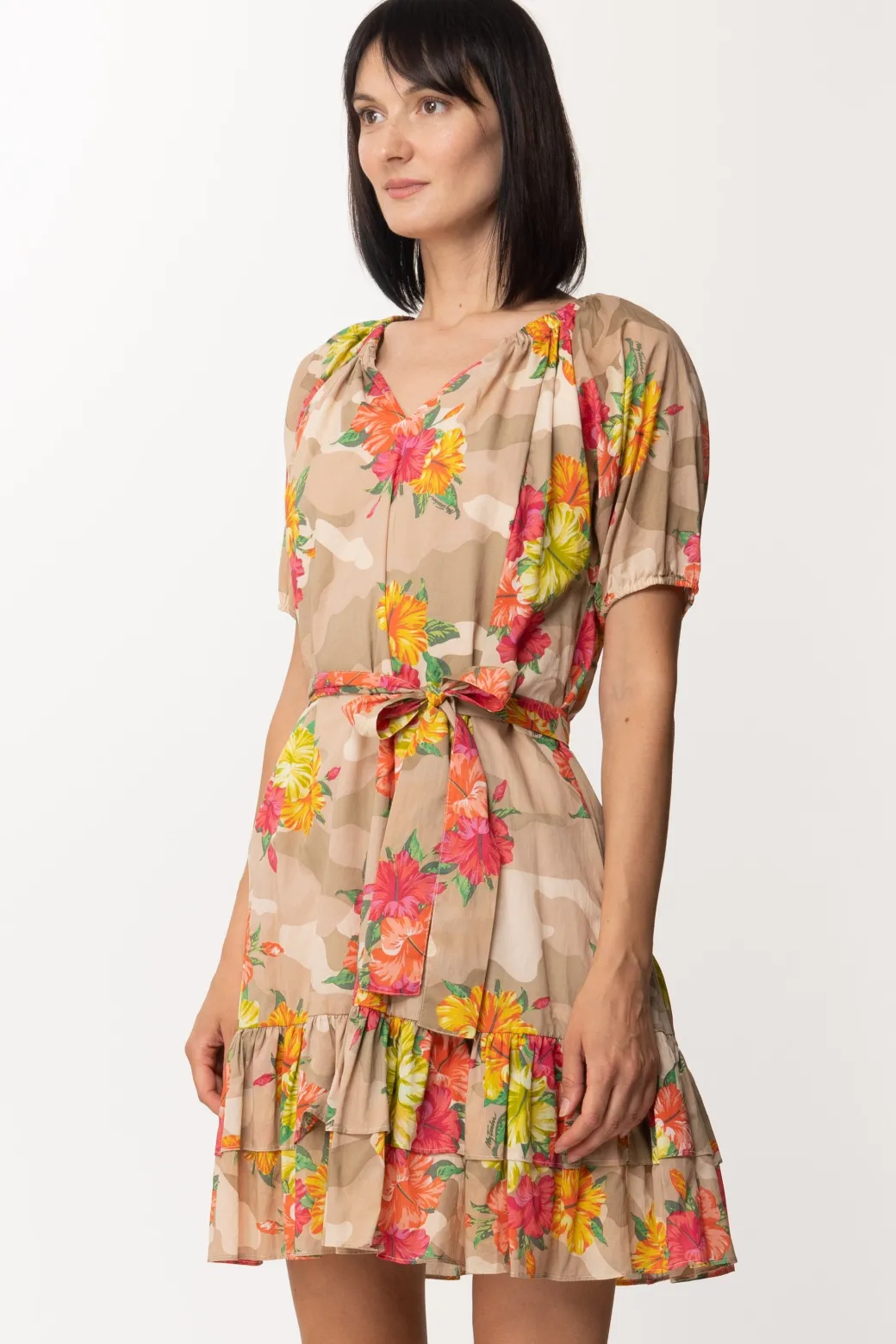 Donna Twin-set Abito Mini a Fiori con Stampa