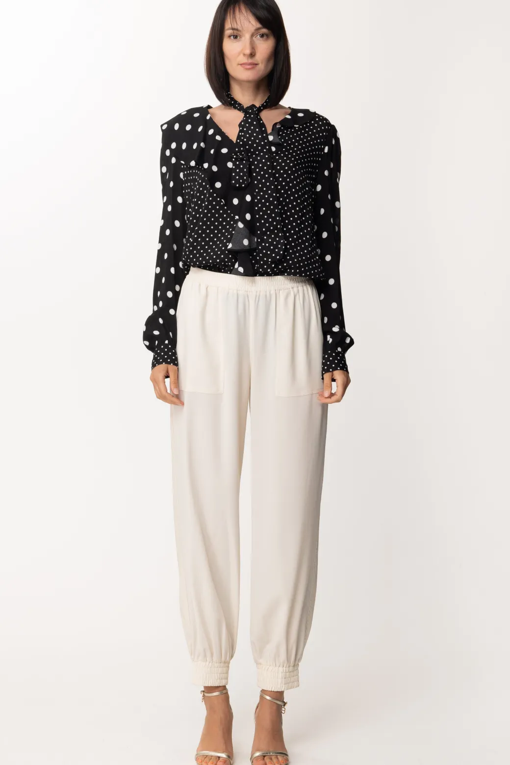 Donna Twin-set Camicia a Pois In Crepe De Chine