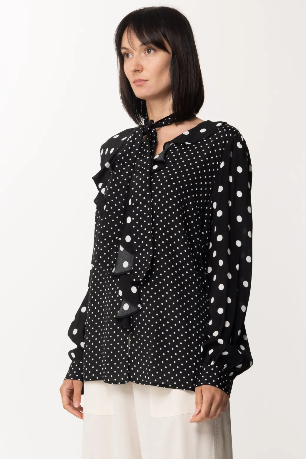 Donna Twin-set Camicia a Pois In Crepe De Chine