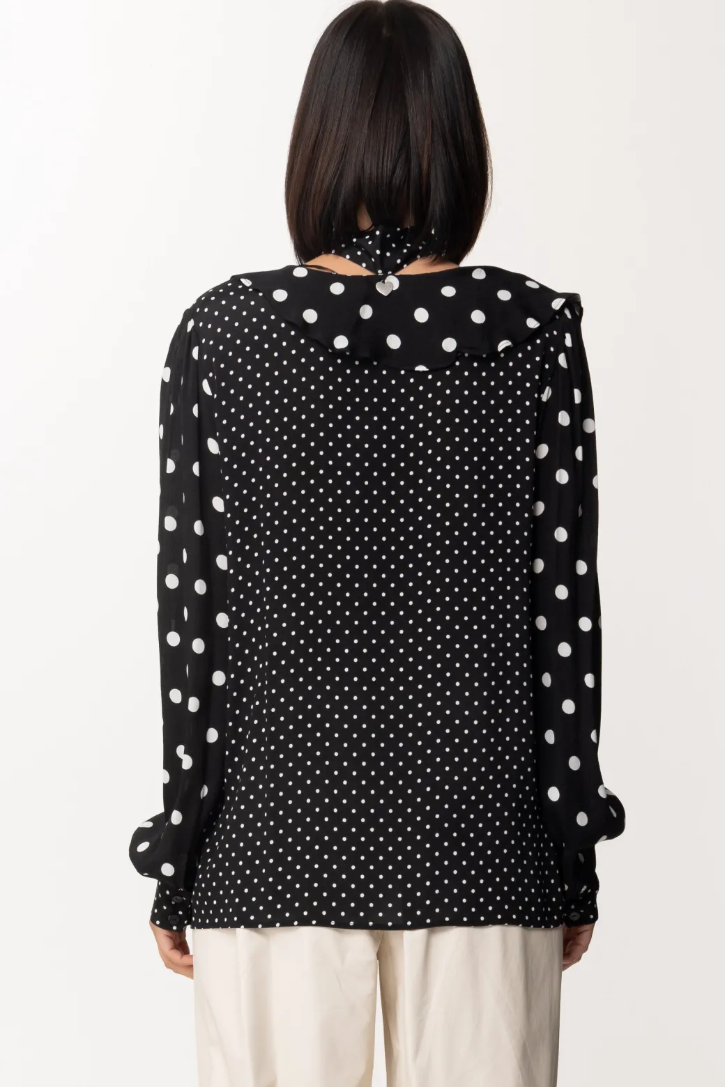 Donna Twin-set Camicia a Pois In Crepe De Chine