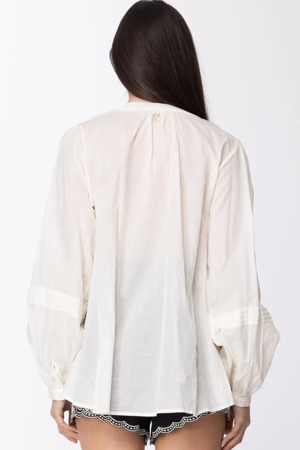 Donna Twin-set Camicia In Mussola con Inserto Maglia In Misto Lino