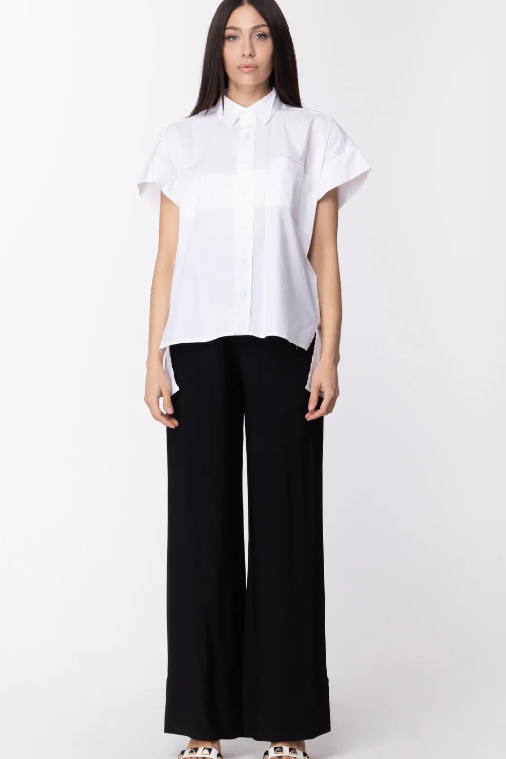 Donna Twin-set Camicia Maniche Corte Oversize