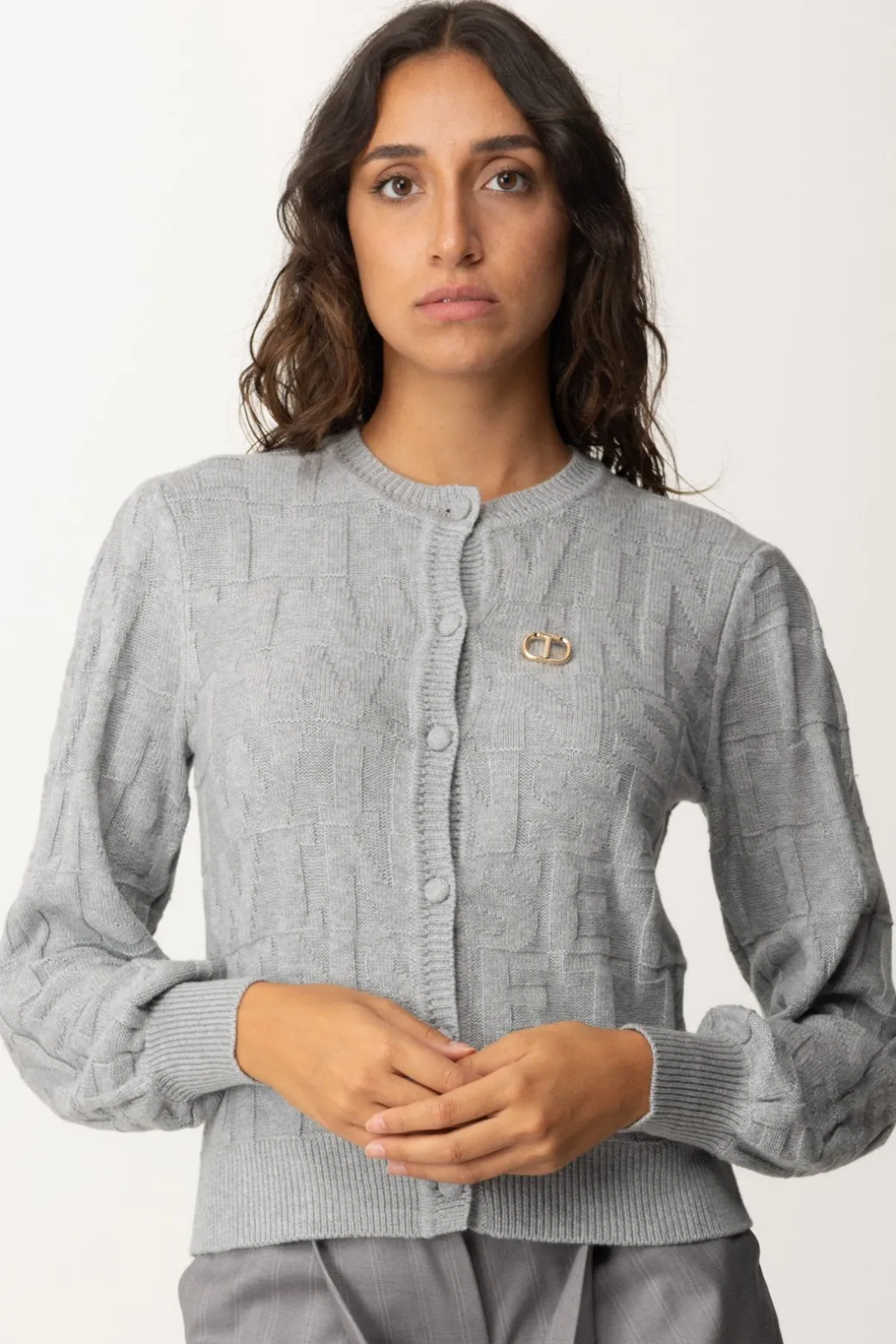 Donna Twin-set Cardigan con Lavorazione Logo