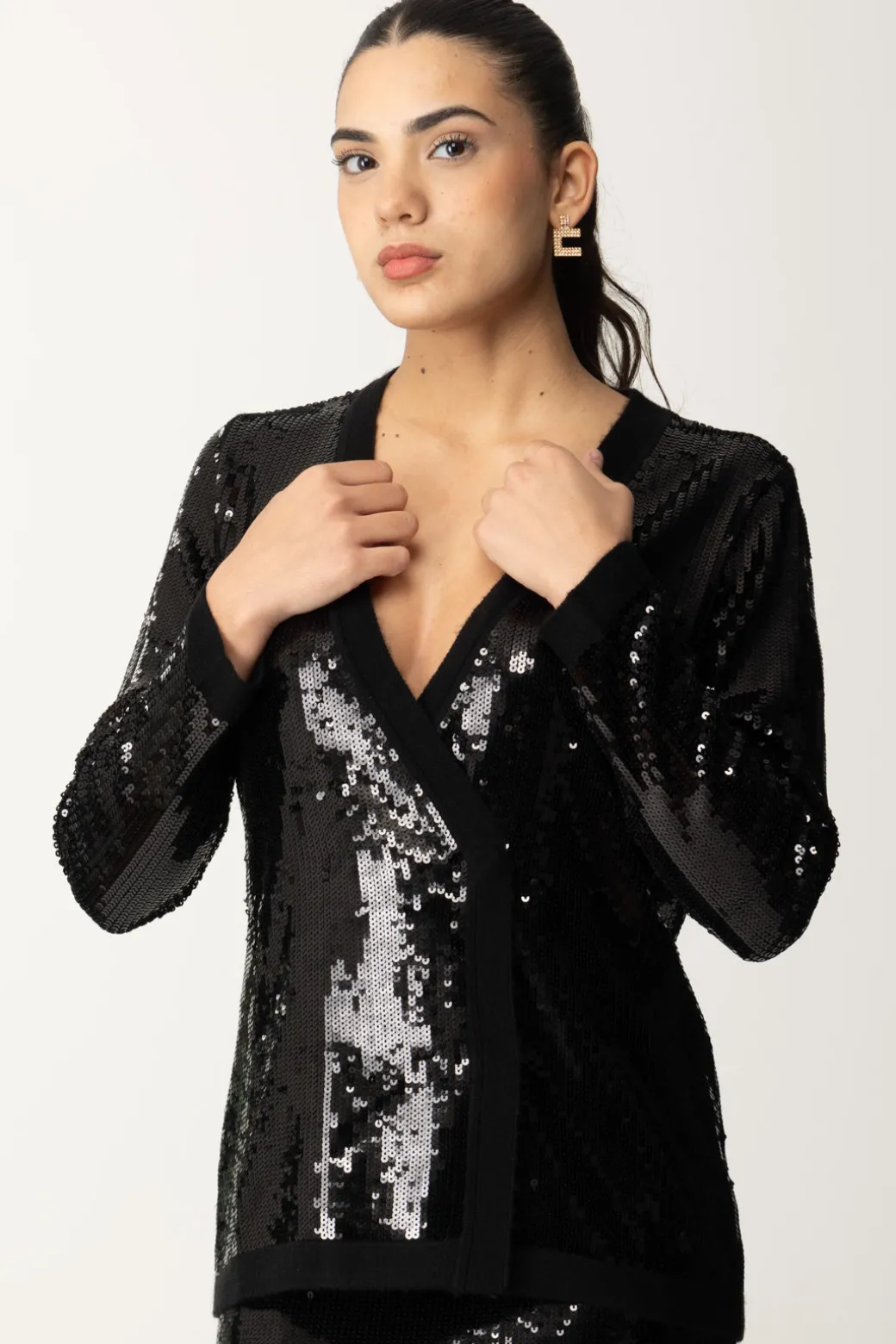 Donna Twin-set Cardigan Doppiopetto Full Paillettes