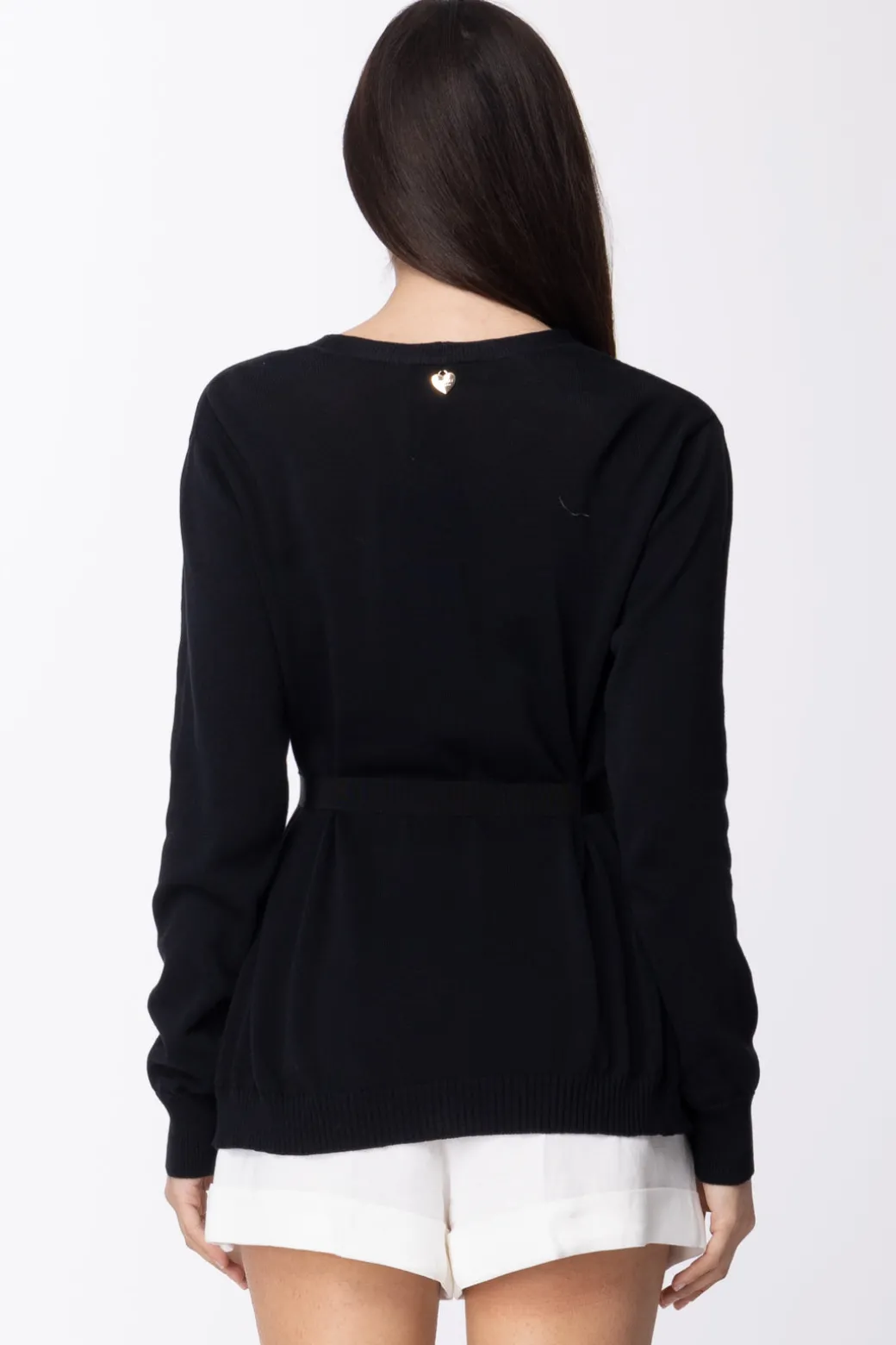 Donna Twin-set Cardigan In Maglia con Inserti Stampati e Fusciacca
