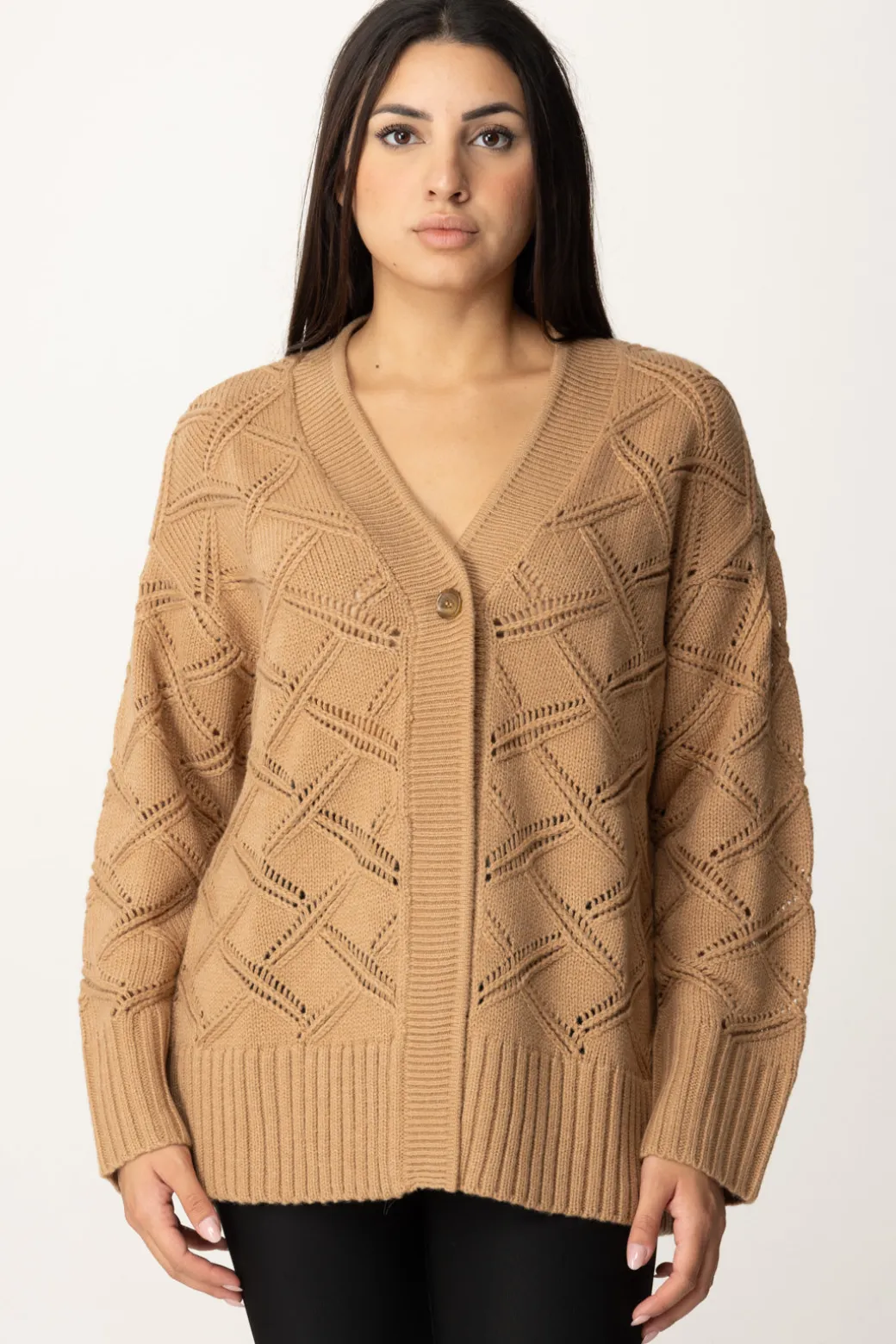 Donna Twin-set Cardigan Lungo a Losanghe