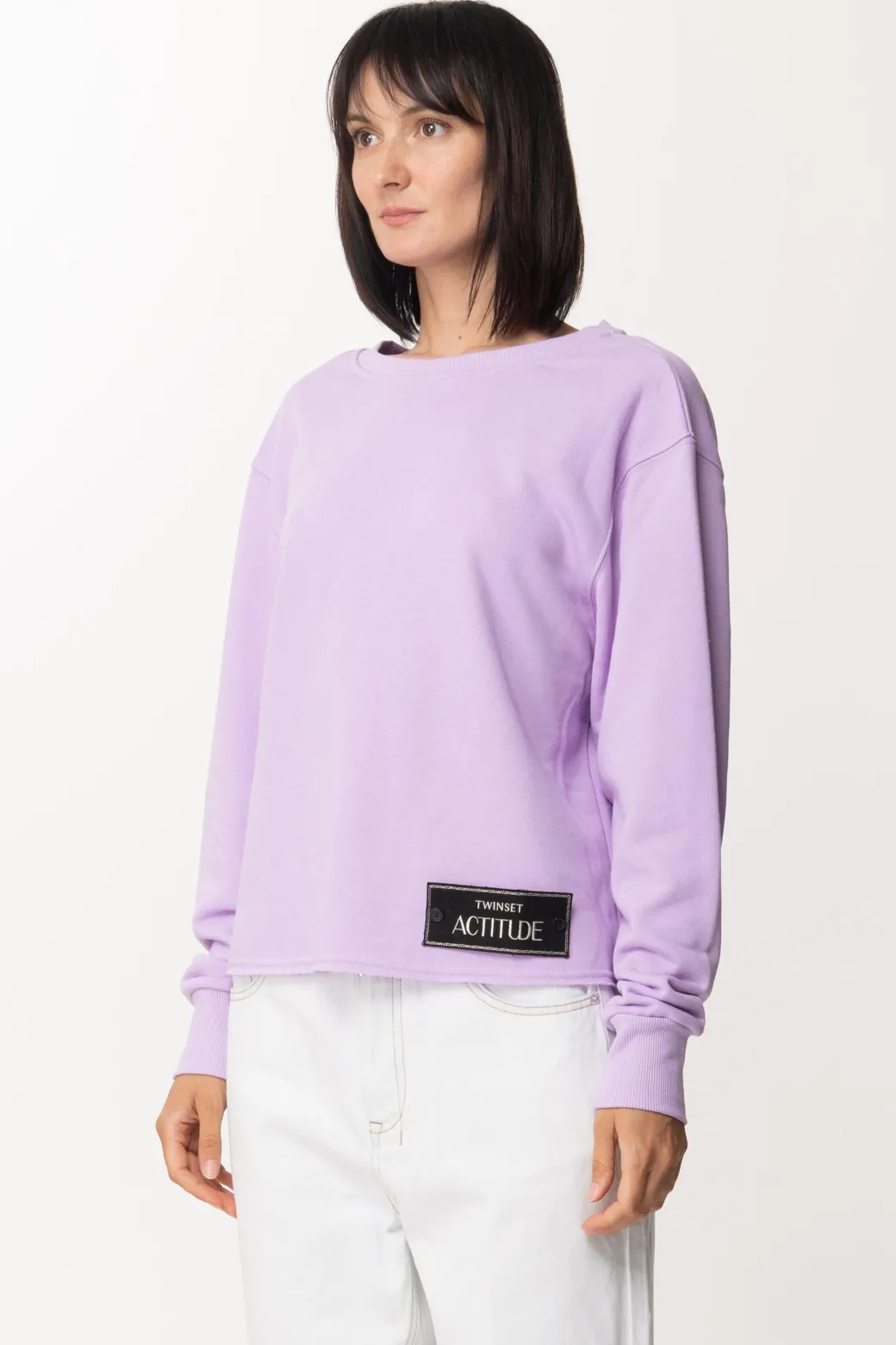 Donna Twin-set Felpa con Scollo e Catena Sul Retro