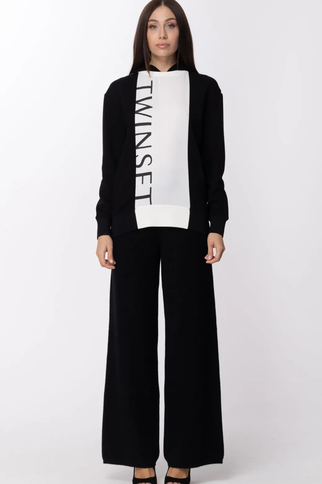 Donna Twin-set Felpa con Stampa e Cappuccio