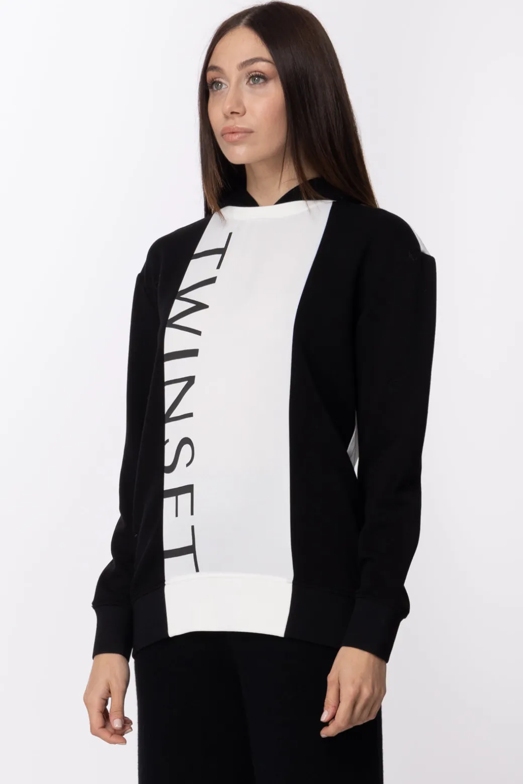 Donna Twin-set Felpa con Stampa e Cappuccio