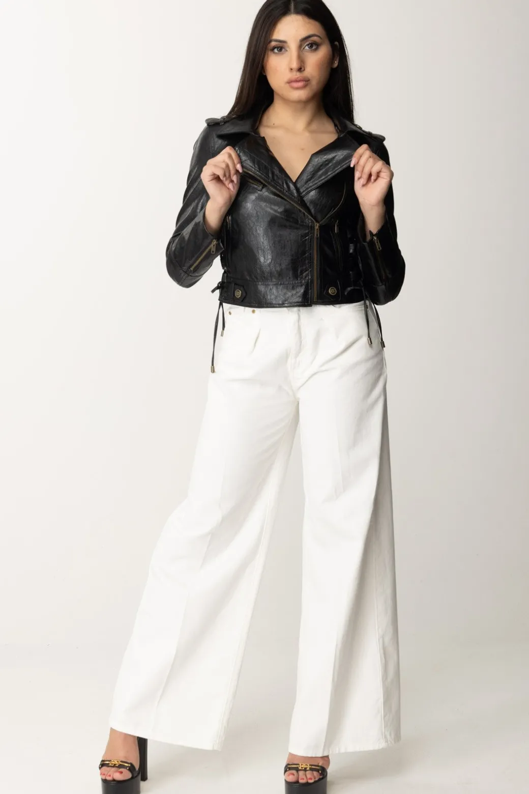 Donna Twin-set Giacca Chiodo In Nappa
