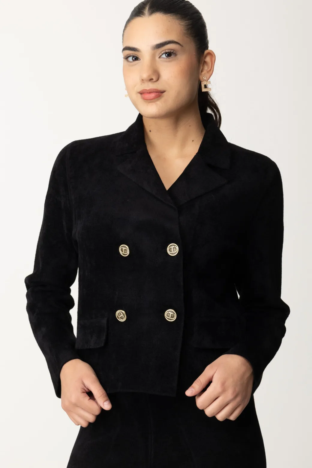 Donna Twin-set Giacca Corta In Maglia con Doppiopetto