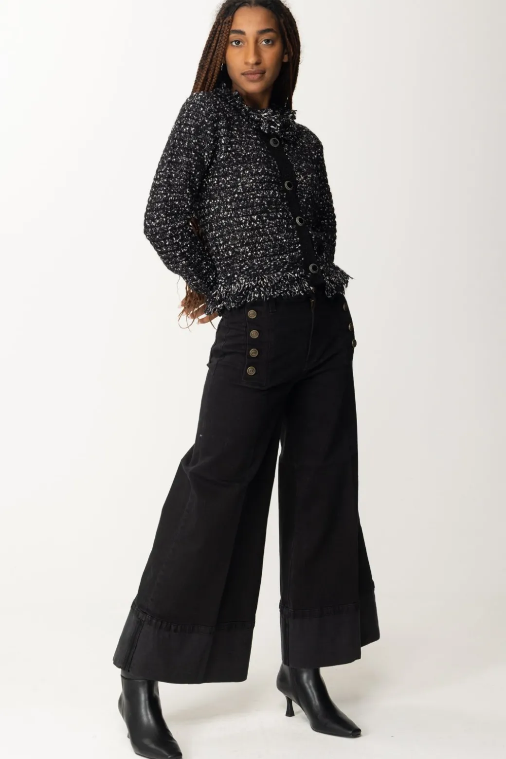 Donna Twin-set Giacca In Bouclè e Lurex