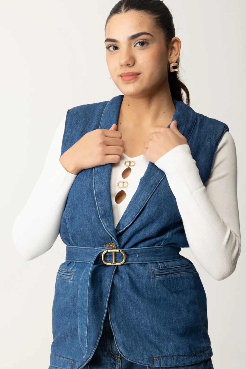 Donna Twin-set Gilet In con Cintura Oval T